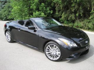 <p>2013 ***G37 SPORT HARD TOP CONVERTIBLE***!! NEAR MINT CONDITION!<br /><br />1 LOCAL SENIOR OWNER! - NON SMOKER!<br /><br />2013 INFINITI G37 SPORT CONVERTIBLE  - GPS/NAVIGATION WITH BACK UP CAMERA, 6 CYL, - AUTO. TRANS. FULLY EQUIPPED - LOADED WITH OPTIONS, INCLUDING AUTOMATIC TRANSMISSION, REAR WHEEL DRIVE, HEATED/POWER LEATHER SEATS W/MEMORY SETTINGS, POWER HARD TOP CONVERTIBLE, DUAL AIR CONDITIONING WITH CLIMATE CONTROL (FRONT & REAR), BOSE PREMIUM SOUND SYSTEM, CRUISE CONTROL, FOG LIGHTS, ALLOY WHEELS, PM, PS, PB, PDL, PROXIMITY KEY LESS ENTRY AND PUSH BUTTON START, AND MORE! TO MUCH TO LIST!!<br /><br />THE FOLLOWING FEATURES LISTED BELOW ARE ALL INCLUDED IN THE SELLING PRICE:<br /><br />***METICULOUS SERVICE HISTORY WITH SUPPORTING DOCUMENTATOIN!<br /><br />***VEHICLE HISTORY REPORT!<br /><br />***ALL ORIGINAL MANUALS, BOOKS AND KEYS INCLUDED!<br /><br />YOU CERTIFY, AND YOU SAVE $$$<br /><br />AT THIS PRICE (NOT CERTIFIED), “This vehicle is being sold “as is,” unfit, not e-tested and is not represented as being in road worthy condition, mechanically sound or maintained at any guaranteed level of quality. The vehicle may not be fit for use as a means of transportation and may require substantial repairs at the purchaser’s expense. It may not be possible to register the vehicle to be driven in its current condition.”<br /><br />HST, MTO LICENCE FEE & OMVIC FEE ($10.00) ARE EXTRA.<br /><br />NO OTHER (HIDDEN) FEES EVER!<br /><br />PLEASE CALL 416-274-AUTO (2886) TO SCHEDULE AN APPOINTMENT AND TO ENSURE AVAILABILITY.<br /><br />RICHSTONE FINE CARS INC.<br /><br />855 ALNESS STREET, UNIT 17<br />TORONTO, ONTARIO<br />M3J 2X3<br /><br />416-274-AUTO (2886)<br /><br />WE ARE AN OMVIC CERTIFIED (REGISTERED) DEALER AND PROUD MEMBER OF THE UCDA.<br /><br />SERVING TORONTO, GTA AND CANADA SINCE 2000!!<br /><br />WE CAN ALSO ASSIST IN OUT OF PROVINCE PURCHASES, AS WELL.<br /><br />VEHICLE OPTIONS:<br /><br />GPS / NAVIGATION SYSTEM<br />HARD TOP CONVERTIBLE WITH 1 BUTTOM OPEN/CLOSE<br />BOSE PREMIUM SOUND SYSTEM WITH CD PLAYER<br />Power locks<br />Power mirrors<br />Heated Power mirrors<br />Power steering<br />Remote Trunk release<br />Remote key less entry -Proximity key/push button start<br />Tilt & Telescopic wheel – POWER WITH MEMORY SETTING<br />Power windows<br />Rear window defroster<br />PWR. HEATED LEATHER Bucket seats WITH MEMORY SEAT POSITIONING<br />Heated Power Seats<br />Leather seats<br />Memory seats with 2 Settings<br />Power seats<br />Airbag: driver, passenger & side<br />Alarm<br />Anti-lock brakes<br />Backup CAMERA & parking sensors<br />Fog lights<br />XENON LIGHTS<br />Traction control<br />Driver Air Bag<br />Passenger Air Bag;<br />Security System<br />Side Air Bag<br />Rear Window Defrost<br />Air Conditioning<br />Cruise Control<br />DUAL Climate Control<br />STEERING WHEEL AUDIO CONTROLS<br />Automatic Headlights<br />Rain Sensing Wipers<br />Tire Pressure Monitor<br />Pass-Through Rear Seat<br />Variable Speed Intermittent Wipers<br />Remote Trunk Release<br />Power Driver Seat<br />Engine Immobilizer<br />Rear view Camera<br />Transmission w/Dual Shift Mode<br />Bluetooth Connection<br />Heated Front Seat(s)<br />Tinted Glass<br />Power Passenger Seat<br />Satellite Radio<br />Wood grain Interior Trim<br />Rear Parking Aid<br />Lumbar Support<br />Anti-Theft System<br />Push Button Start<br />Auto-Dimming Rear view Mirror<br /><br />*****1 LOCAL SENIOR OWNER!!*****</p>