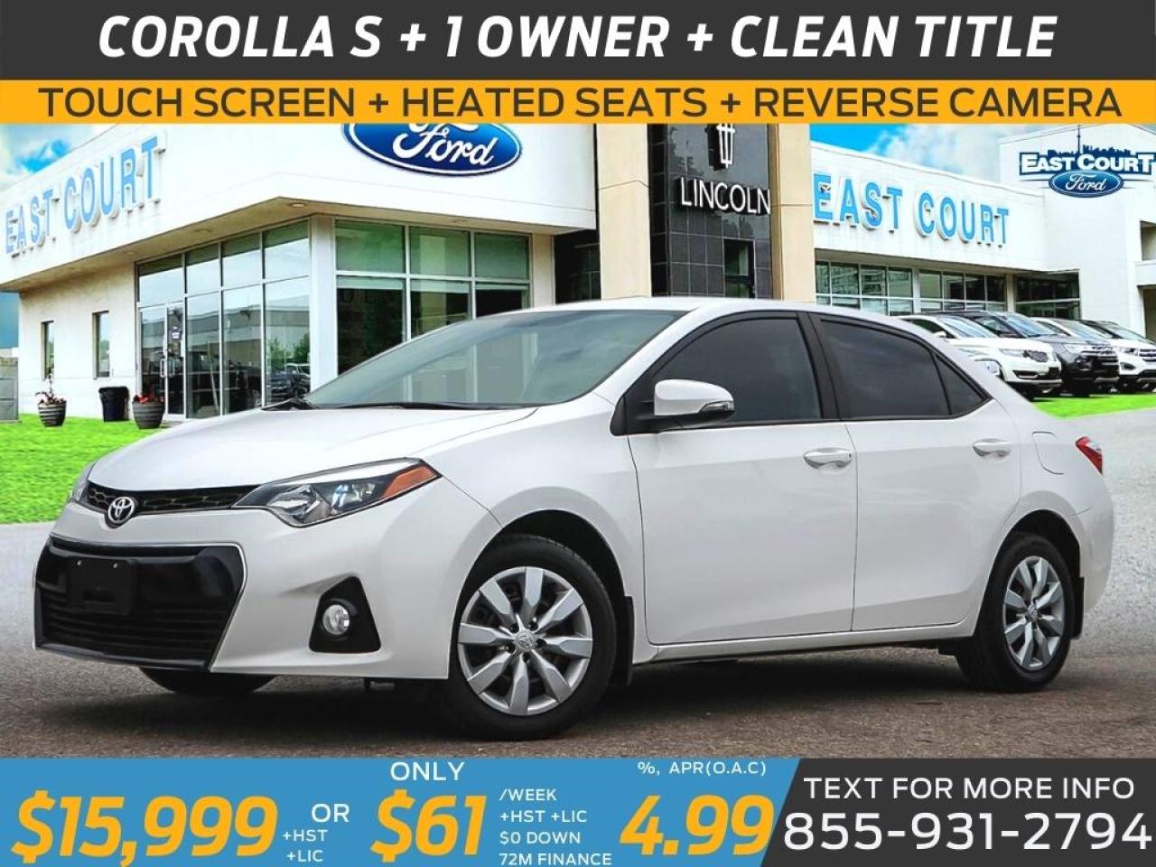 2016 Toyota Corolla S| HEATED SEATS| BLUETOOTH| TOUCH SCREEN Photo0