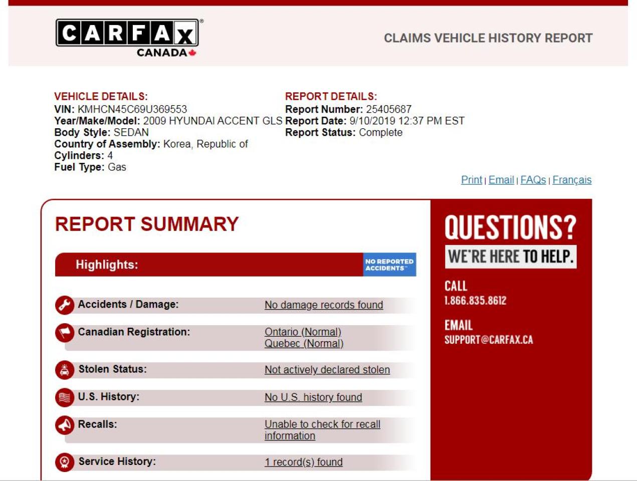 2009 Hyundai Accent Manual /  GL / Certified / Warranty Photo