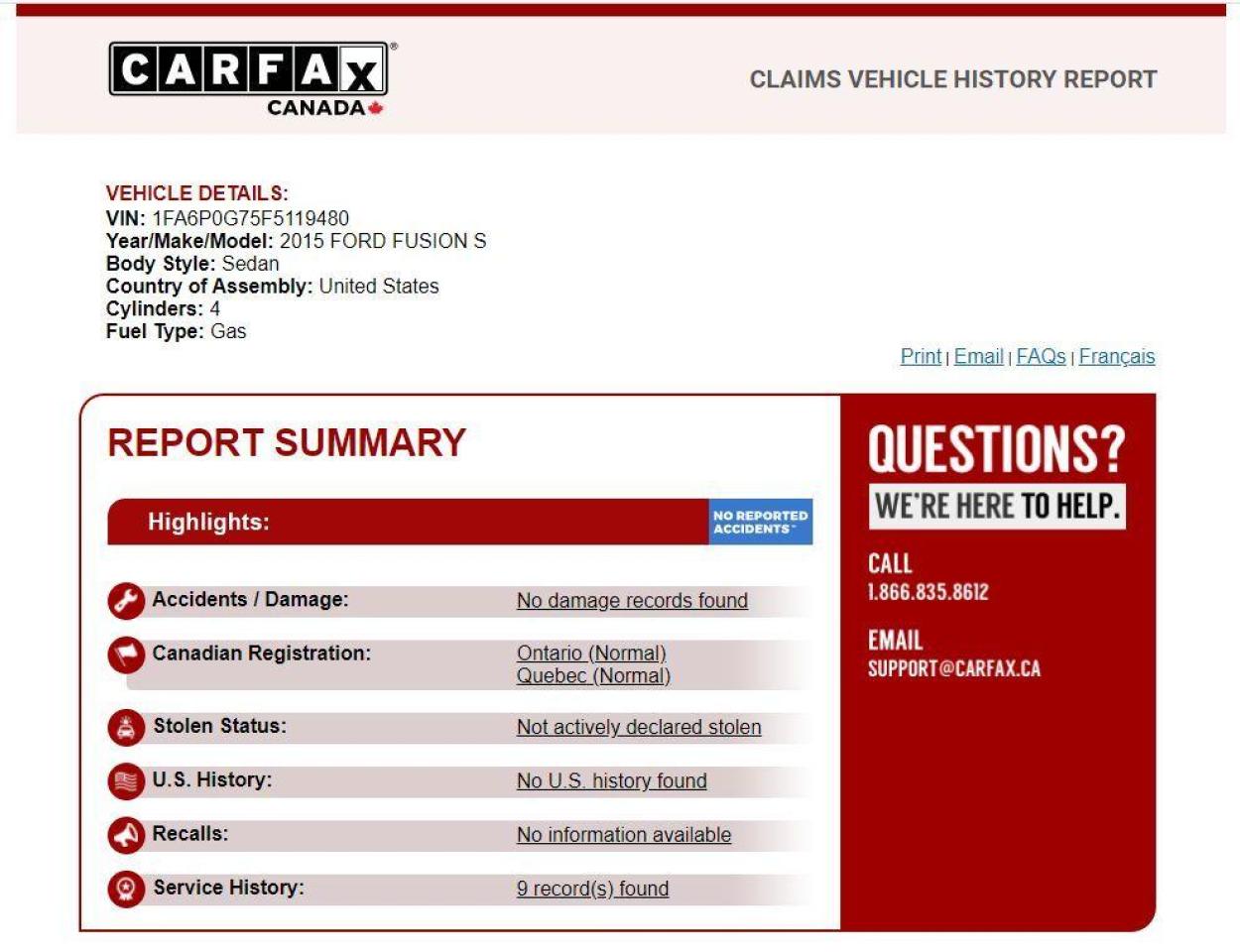 2015 Ford Fusion S+Camera+Bluetooth+New Dunlop Tires+ACCIDENT FREE - Photo #12