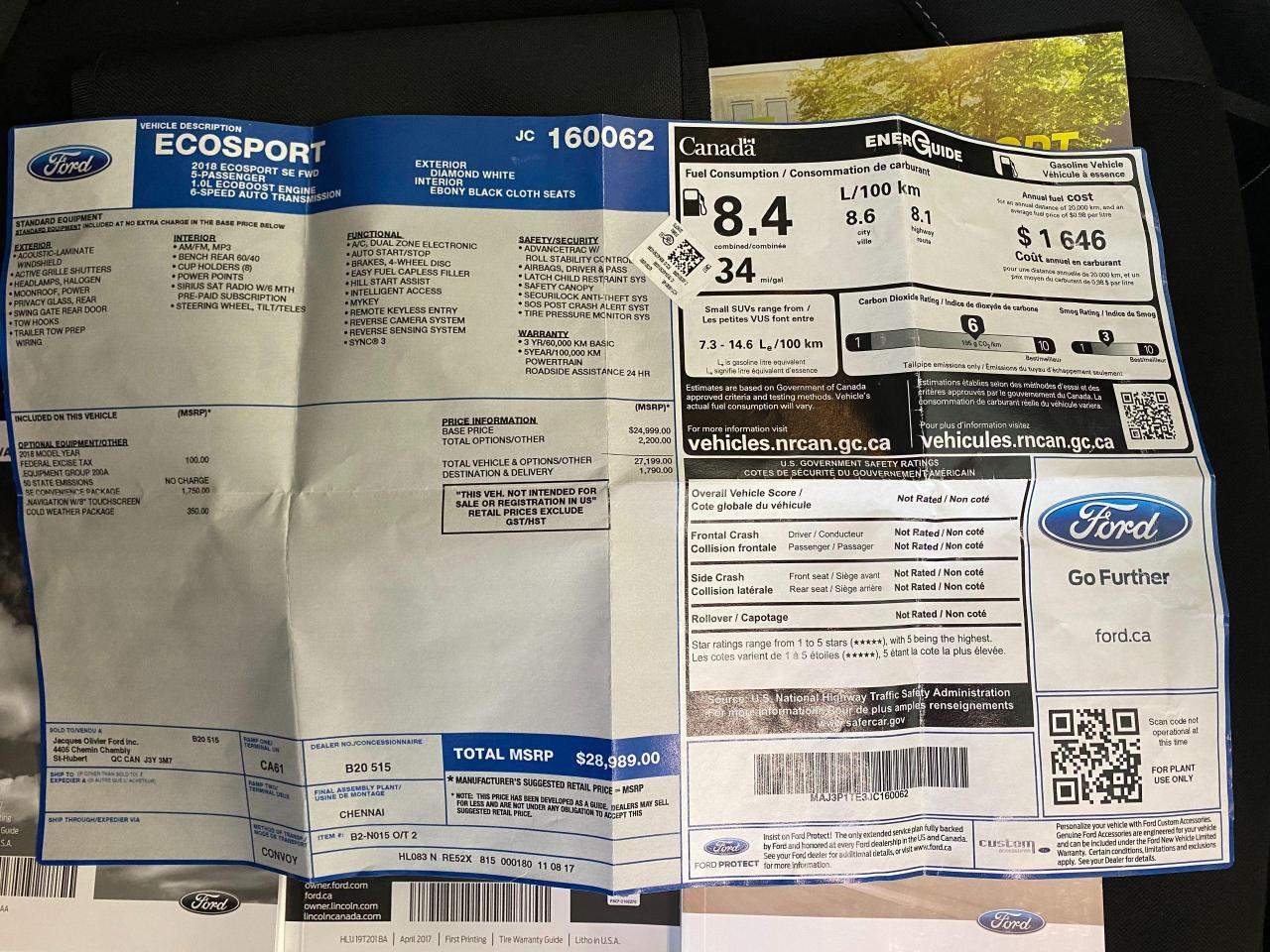 2018 Ford EcoSport SE+Apple Play+Heated Seats+Sunroof+ACCIDENT FREE - Photo #29