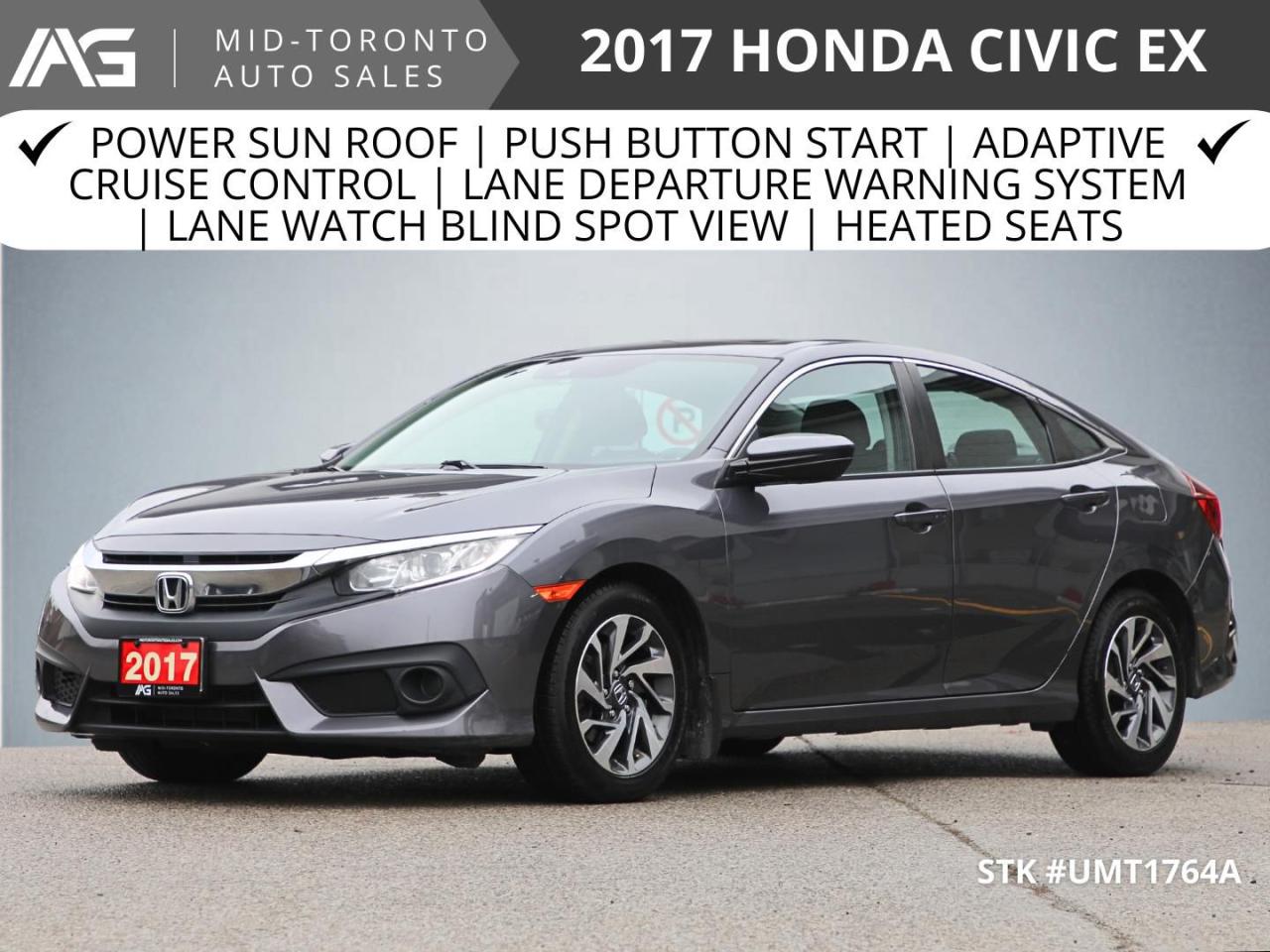 Used 2017 Honda Civic EX - Honda Sensing - Power Sun Roof - No Accidents - One Owner for sale in North York, ON