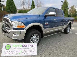CALL OR TEXT KARL @ 6-0-4-2-5-0-8-6-4-6 FOR INFO & TO CONFIRM WHICH LOCATION.<br /><br />BEAUTIFUL DODGE RAM 3500 LARAMIE CREW CAB WITH ALL THE OPTIONS. DVD, NAVIGATION, HEATED AND COOLED LEATHER SEATS, EGR AND CAT CONVERTOR DELETED, THOSUANDS SPENT RECENTLY, SEE THE LIST IN THE PICS! BALL JOINTS, WHEEL BEARING, HUBS AND ALIGNMENT JUST DONE! IT NEEDS NOTHING! BRAKES ARE LIKE NEW AND THE TIRES ARE NEARLY NEW TOO! <br /><br />2 LOCATIONS TO SERVE YOU, BE SURE TO CALL FIRST TO CONFIRM WHERE THE VEHICLE IS.<br /><br />We are a family owned and operated business for 40 years. Since 1983 we have been committed to offering outstanding vehicles backed by exceptional customer service, now and in the future. Whatever your specific needs may be, we will custom tailor your purchase exactly how you want or need it to be. All you have to do is give us a call and we will happily walk you through all the steps with no stress and no pressure.<br /><br />                                            WE ARE THE HOUSE OF YES!<br /><br />ADDITIONAL BENEFITS WHEN BUYING FROM SK AUTOMARKET:<br /><br />-ON SITE FINANCING THROUGH OUR 17 AFFILIATED BANKS AND VEHICLE                                                                                                                      FINANCE COMPANIES.<br />-IN HOUSE LEASE TO OWN PROGRAM.<br />-EVERY VEHICLE HAS UNDERGONE A 120 POINT COMPREHENSIVE INSPECTION.<br />-EVERY PURCHASE INCLUDES A FREE POWERTRAIN WARRANTY.<br />-EVERY VEHICLE INCLUDES A COMPLIMENTARY BCAA MEMBERSHIP FOR YOUR SECURITY.<br />-EVERY VEHICLE INCLUDES A CARFAX AND ICBC DAMAGE REPORT.<br />-EVERY VEHICLE IS GUARANTEED LIEN FREE.<br />-DISCOUNTED RATES ON PARTS AND SERVICE FOR YOUR NEW CAR AND ANY OTHER   FAMILY CARS THAT NEED WORK NOW AND IN THE FUTURE.<br />-40 YEARS IN THE VEHICLE SALES INDUSTRY.<br />-A+++ MEMBER OF THE BETTER BUSINESS BUREAU.<br />-RATED TOP DEALER BY CARGURUS 5 YEARS IN A ROW<br />-MEMBER IN GOOD STANDING WITH THE VEHICLE SALES AUTHORITY OF BRITISH   COLUMBIA.<br />-MEMBER OF THE AUTOMOTIVE RETAILERS ASSOCIATION.<br />-COMMITTED CONTRIBUTOR TO OUR LOCAL COMMUNITY AND THE RESIDENTS OF BC.<br /> $495 Documentation fee and applicable taxes are in addition to advertised prices.<br />LANGLEY LOCATION DEALER# 40038<br />S. SURREY LOCATION DEALER #9987<br />