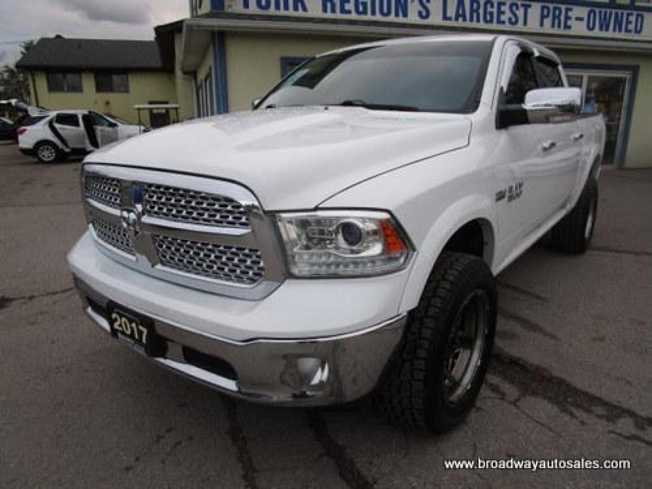 Used 2017 Dodge Ram 1500 LOADED LARAMIE-EDITION 5 PASSENGER 5.7L - HEMI.. 4X4.. CREW-CAB.. SHORTY.. NAVIGATION.. POWER SUNROOF.. LEATHER.. HEATED/AC SEATS.. BACK-UP CAMERA.. for sale in Bradford, ON