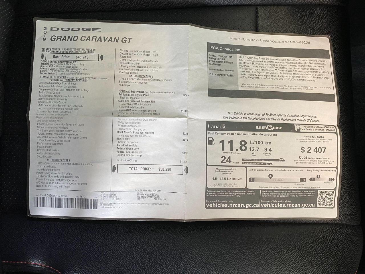 2019 Dodge Grand Caravan GT+Power Doors+DVD+Camera+RMT Start+ACCIDENT FREE - Photo #29