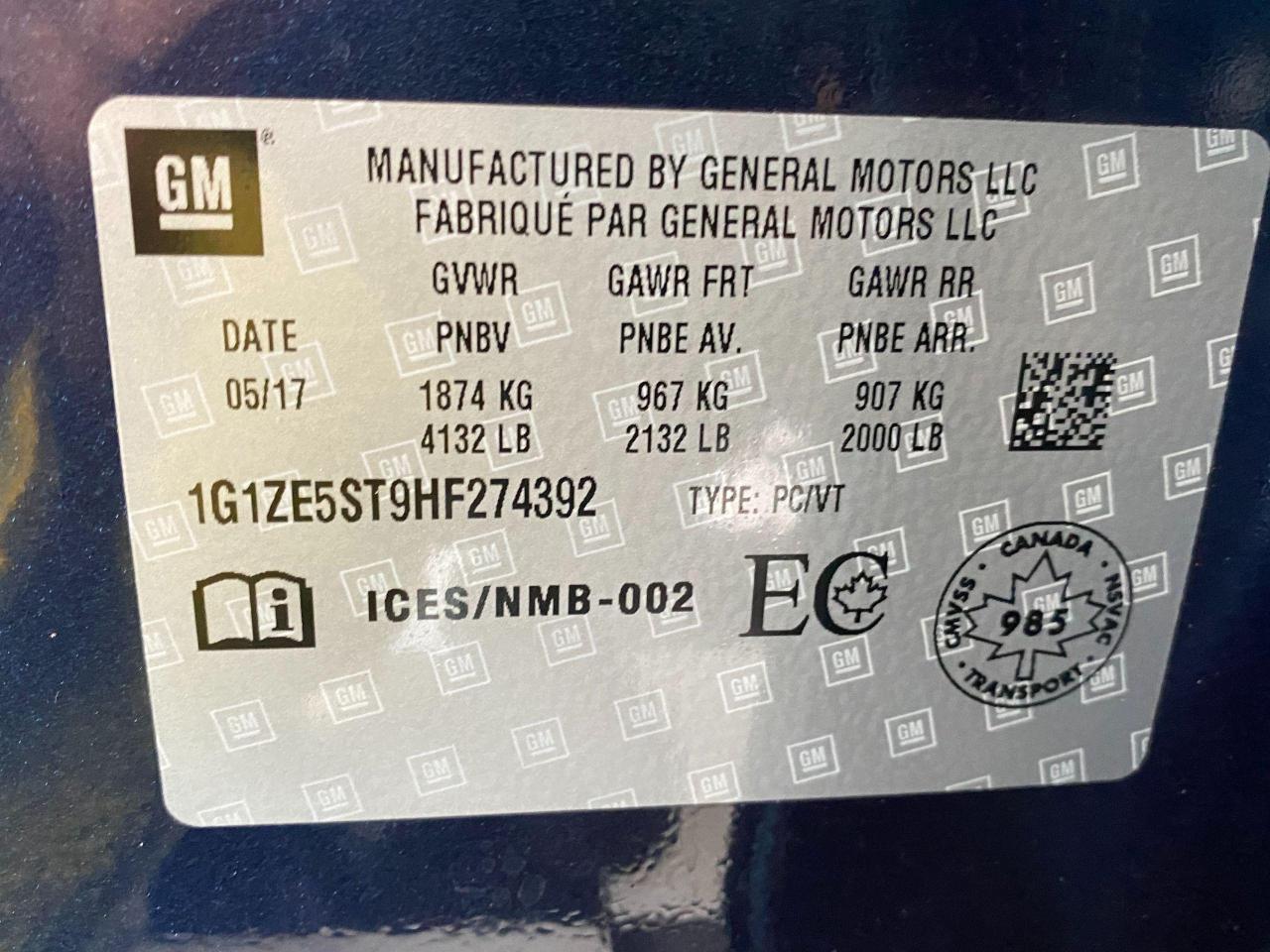 2017 Chevrolet Malibu LT+Roof+Leather+RMT Start+New Tires+ACCIDENT FREE - Photo #44