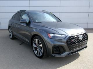 <p>2021 Audi SQ5 3.0T Technik quattro 8 speed Tiptronic with only 29,121 kms. Daytona grey metallic with black leather interior. Local trade and is up-to-date with all recommended services. This 6-cylinder turbocharged engine produces 349 horsepower with 369 ft-lbs torque. Fully equipped with many features such as panoramic sunroof, heated front and rear seats, heated steering wheel, navigation, top view 360 camera, front and rear parking sensors, Audi side assist, rear cross traffic alert, exit warning system, Audi pre-sense rear, power tailgate, LED daytime running lights with bi-xenon headlights, push start/stop button, driver memory seats, CarPlay, Bang & Olufsen stereo system plus much more! Included options include 21-inch, 5 arm turbine design rims with performance tires, advanced driver assistance package, red brake calipers, adaptive air ride suspension, carbon inlays and Audi phonebox with Qi wireless charging and signal boost. </p>