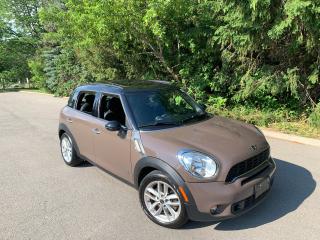 <p><strong>RARE COLOUR-UNIQUE!! S COUNTRYMAN ALL4!!-ONLY 90,481KMS.!!!</strong></p><div>2011 MINI  COOPER S COUNTRYMAN ALL4 (ALL WHEEL DRIVE) -<em><strong> YES,....ONLY 90,481KMS!!! </strong></em>- 4 CYLINDER/1.6 LITRE ENGINE - AUTO. TRANS. FULLY EQUIPPED -LOADED WITH OPTIONS INCLUDING DUAL GLASS MOON ROOF, AIR CONDITIONING, CRUISE CONTROL, HEATED LEATHER SEATS, POWER WINDOWS, POWER DOOR LOCKS, POWER MIRRORS, PREMIUM SOUND SYSTEM, PS, PB, 4 ALMOST BRAND NEW TIRES, AND MORE!! LOCAL ONTARIO VEHICLE! NO CLAIMS/ACCIDENTS!<br /><br /><em><strong><span style=text-decoration: underline;>THE FOLLOWING FEATURES LISTED BELOW ARE ALL INCLUDED IN THE SELLING PRICE:</span></strong></em><br /><br />***FREE CARFAX REPORT- CLEAN/NO CLAIMS!!<br /><br />***2 KEYS/REMOTES INCLUDED<br /><br />***YOU CERTIFY AND YOU SAVE $$$<br /><br /></div><div>***BEING SOLD AS-IS (NOT CERTIFIED-AS TRADED IN)<br /><br />PLEASE FEEL FREE TO BRING ALONG YOUR TECHNICIAN TO INSPECT, AND TEST DRIVE, THIS VEHICLE <span style=text-decoration: underline;><em><strong>PRIOR</strong></em></span> TO PURCHASING!<br /><br />AT THIS PRICE (NOT CERTIFIED - AS TRADED IN), “This vehicle is being sold “as is,” unfit, not e-tested and is not represented as being in road worthy condition, mechanically sound or maintained at any guaranteed level of quality. The vehicle may not be fit for use as a means of transportation and may require substantial repairs at the purchaser’s expense. It may not be possible to register the vehicle to be driven in its current condition.”<br /><br />HST, LICENCE AND OMVIC ($10.00) FEE EXTRA.<br /><br />NO OTHER (HIDDEN) FEES EVER!<br /><br />PLEASE CALL 416-274-AUTO (2886) TO SCHEDULE AN APPOINTMENT AND TO ENSURE AVAILABILITY FOR THE VEHICLE OF YOUR CHOICE.</div><div> </div><div>RICHSTONE FINE CARS INC.</div><div>855 ALNESS STREET, UNIT 17</div><div>TORONTO, ONTARIO</div><div>M3J 2X3</div><div> </div><div>416-274-AUTO (2886)</div><div> </div><div>WE ARE AN OMVIC CERTIFIED (REGISTERED) DEALER AND PROUD MEMBER OF THE UCDA.</div><div> </div><div>SERVING TORONTO, GTA AND CANADA SINCE 2000!!</div><div> </div><div>WE CAN ALSO ASSIST IN OUT OF PROVINCE PURCHASES, AS WELL.  </div>