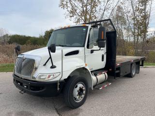 <p><strong>SALE PENDING- </strong>Incredibly clean 2014 International 4300 DuraStar with 15 Foot Flat Bed. Hydraulic Brakes! This truck is spotless and was owned by The Province- was both Yellow Sticker Annual Safetied AND Orange Stickered for Bi-Annual Inspection. Does not get any more thorough. New Tires all around. Cab has Air Conditioning and comforts like Cruise Control, Power Windows, Locks & Mirrors.</p><p>Wheelbase: 175</p><p><strong>GVWR: 19500 lbs (8000 lbs Front  /  12000 lbs Rear)</strong></p><p>Confidently Certified and E-tested.</p><p><strong>No extra fees, plus HST and plates only.</strong></p><p>Jeff Stewart- 9053082384 (cell/text)<br />Joe Domotor- 5197550400 (cell/text)</p><p><strong>We do have Financing Programs Available OAC and would be happy further discuss those options over the Phone, Text or Email.</strong></p><p>Email- jdomotor@live.ca<br />Website- www.jdomotor.ca</p><p>Please be Mindful that we are a Two (2) Man Crew and function off <span style=text-decoration: underline;>Appointment Only</span>.</p><p>You must Call, Text or Message prior to coming out. Phone Numbers are listed but Facebook sometimes Hides them.</p><p>Please Refrain from the <em>Is This Available</em> Auto-Message. Listings are taken down as soon as they are sold.</p><p><strong>1-430 Hardy Rd, Brantford, Ontario, Canada</strong></p>