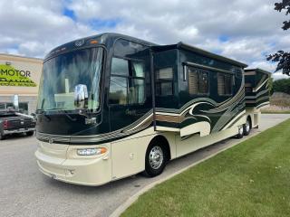 <p>Spectacular condition <strong>Monaco Camelot 42 PLQ with Cummins ISL Diesel Engine</strong> rated at 400HP and Allison 3000 Automatic Transmission. Deluxe Full-body Paint in Sapphire Meadow with gorgeous modern Tan Interior and optional Cherry Cabinetry. This 4-Side Unit has almost too many features to list so here are the Highlights: King-Sized Bed with Blackout shades in Bedroom and Living Room, 12cu 4 Door Fridge with Ice Maker, Washer-Dryer, Ceramic Tile in Kitchen, bath and entry. Convection Space-saver Microwave plus High Output sealed 3 Burner Cooktop. Onan Generator is a 10.0kw with only 329 Hours and 2000-watt Inverter. Optional Aqua Hot 450 Heat System ($7324 Option). </p><p>We assure you, the list goes on and this Coach is in excellent condition. One Owner. No Accidents. No Pets. Non Smoker. Will require a windshield for Safety but is a short list of other items after that. </p><p>$139000 the way it sits or plus $3000 extra and we will provide full MTO Safety, plates and sticker. </p><p>This Monaco is ready for your adventures!</p><p>43000 Miles (approx. 68000 Kms)</p><p><strong>No extra fees, plus HST and plates only.</strong></p><p>Jeff Stewart- 9053082384 (cell/text)<br />Joe Domotor- 5197550400 (cell/text)</p><p><strong>We do have Financing Programs Available OAC and would be happy further discuss those options over the Phone, Text or Email.</strong></p><p>Email- jdomotor@live.ca<br />Website- www.jdomotor.ca</p><p>Please be Mindful that we are a Two (2) Man Crew and function off <span style=text-decoration: underline;>Appointment Only</span>.</p><p>You must Call, Text or Message prior to coming out. Phone Numbers are listed but Facebook sometimes Hides them.</p><p>Please Refrain from the <em>Is This Available</em> Auto-Message. Listings are taken down as soon as they are sold.</p><p><strong>1-430 Hardy Rd, Brantford, Ontario, Canada</strong></p>