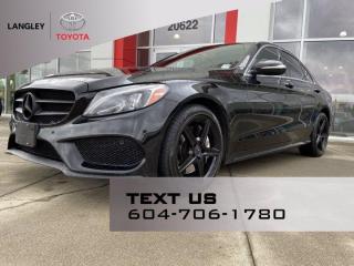 C400 4Matic, twin-turbo V6 good for 329 hp and 354 lb-ft., engine auto start/stop, 18-inch alloy wheels, AMG exterior styling, LED headlights, electric parking brake, heated side mirrors with electric adjustment, seven-inch audio control screen, ?artico? leather upholstery, automatic climate control, 16-way power drivers seat with memory, 14-way power front passenger seat, Nappa leather steering wheel, split-folding rear seats, keyless start, attention assist, collision prevention assist plus, pre-safe, blind spot assist, seven airbags including drivers knee blocker, adaptive brake with hold function, and rain-sensing wipers.*Why Buy from Langley Toyota*We offer financing for Good Credit, Bad Credit, No Credit! We will find you a vehicle that works for your situation, guaranteed! Call (604) 530-3156 - Book a test drive today! Dealer #9497 * Visit Us Today * Come in for a quick visit at Langley Toyota, 20622 Langley Bypass, Langley, BC V3A 6K8*Stop By Today*Test drive this must-see, must-drive, must-own beauty today at Langley Toyota, 20622 Langley Bypass, Langley, BC V3A 6K8.