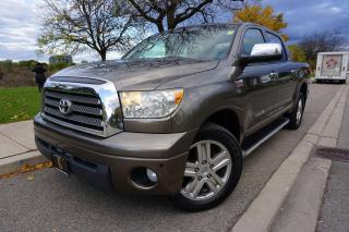 <p>Words cant describle this truck. This gorgeous Tundra looks and drives almost as good as she did when she was new at the Toyota dealership. This one is an absolutely stunning clean Canadian truck with tons of dealer service history. It comes the only way you would want to by a Tundra; Crewmax, Limited with the Navigation Package in the classic Desert Sand Mica with a spray in bedliner. One look and youll be sold so dont miss your chance and book your appointment today. Most dealers are choosing profits over plateframes and sending their trucks down south. We rather see minty fresh trucks like this stay here in Canada with our plateframes attached. This one comes certified for your convenience and included at our list price is a 3 month 3000km limited powertrain warranty for your peace of mind. Call or Email today to book your appointment before its gone.</p><p>Come see us at our central location @ 2044 Kipling Ave (BEHIND PIONEER GAS STATION)</p>