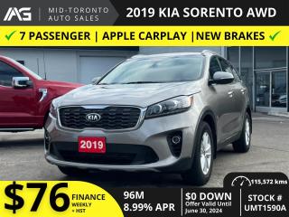 Used 2019 Kia Sorento EX - AWD - No Accidents - 7 Passenger - Leather - Apple Car Play - Heated Wheel - Excellent Condition for sale in North York, ON