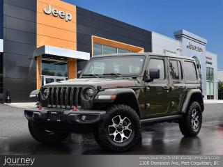 Recent Arrival!

2021 Jeep Wrangler Unlimited Rubicon 4WD 8-Speed Automatic 2.0L I4 DOHC Sarge Green Clearcoat



1-Yr SiriusXM Guardian Subscription, 240 Amp Alternator, 4- and 7-Pin Wiring Harness, 4 Auxiliary Switches, 4G LTE Wi-Fi Hot Spot, 5-Yr SiriusXM Traffic Subscription, 700 Amp Maintenance Free Battery, 8.4 Touchscreen, Alloy wheels, Alpine Premium Audio System, Auto-Dimming Rear-View Mirror, Brake assist, Class II Hitch Receiver, Cold Weather Group, Daytime Running Lights w/LED Accents, Electronic Stability Control, For Details, Visit DriveUconnect.ca, Front Heated Seats, Garage door transmitter, GPS Navigation, HD Radio, Heated door mirrors, Heated Steering Wheel, Leather steering wheel, LED Fog Lamps, LED Lighting Group, LED Reflector Headlamps, LED Taillamps, Off-Road Information Pages, Outside temperature display, Power door mirrors, Quick Order Package 22R Rubicon, Radio: Uconnect 4C Nav w/8.4 Display, SiriusXM Traffic, SiriusXM Travel Link, SOS Call & Roadside Assistance Call, Trailer Tow & HD Electrical Group, Uconnect 4C Nav & Sound Group, Wheels: 17 x 7.5 Polished Aluminum w/Black.