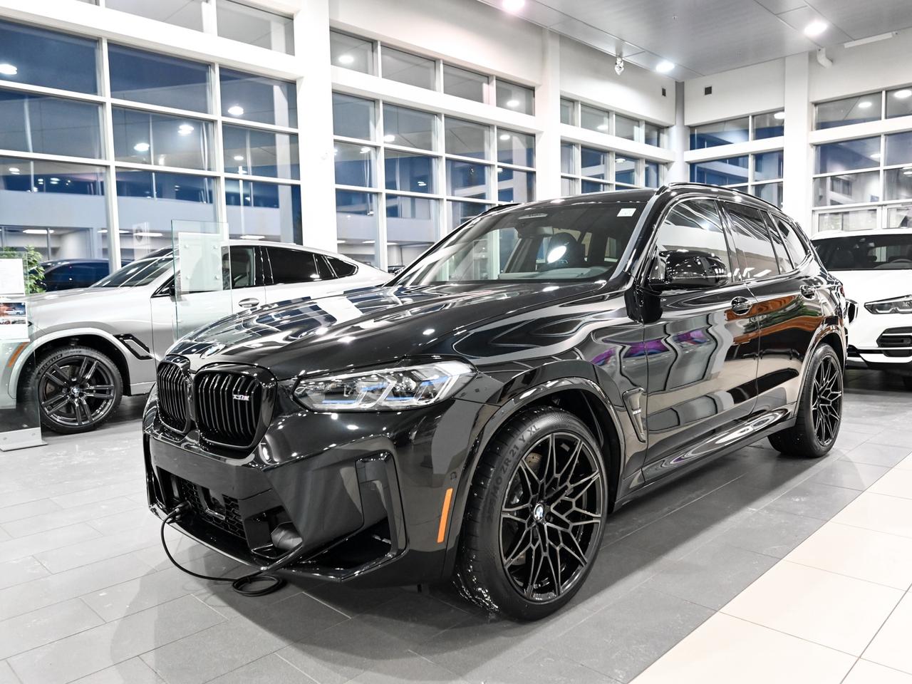 <strong>For inquiries or to book a test drive call us directly 780-484-0000.</strong><br /><br />Adrenaline-charged driving pleasure on every terrain: the BMW X3 M Automobiles send pulses soaring simply with their expressive design. Yet it is the combination of exclusivity and efficiency that really defines their independent, athletic character. Equipped with a 3.0L Turbocharged engine, this 2022 BMW X3 M Competition carries 503HP and 479 lb-ft of Torque.<br /><strong>Key Standard Features:</strong><br /><ul><li>Remote Engine Start</li><li>M Sport Exhaust System</li><li>Dynamic Damper Control</li><li>Heated Steering Wheel</li><li>Comfort Access</li><li>Rear View Camera</li><li>Panorama Sunroof</li><li>Auto Dimming Exterior Mirrors</li><li>Auto Dimming Interior Mirror</li><li>Electric Seats w/ Driver Mem.</li><li>Heated Front Seats</li><li>M Seat Belts</li><li>Ambient Lighting</li><li>Park Distance Control, front and rear</li><li>Automatic Climate Control</li><li>Adaptive Full LED Headlights</li><li>High-Beam Assistant</li><li>Active Guard - Frontal Collision Warning</li><li>SiriusXM Satellite Radio Tuner</li><li>Harman/Kardon Sound System</li><li>BMW Live Cockpit Professional</li><li>M Sport Seats</li><li>High-Gloss Black Exterior Contents</li><li>Cross-Traffic Alert (Rear)</li><li>Collision Warning w/ City Braking</li><li>Lane Departure Warning</li><li>Blind Spot Warning</li><li>Rear Collision Prevention</li></ul><strong>Optional Packages:</strong><br /><br /><strong>Advanced Driver Assistance Package</strong><br /><ul><li>Traffic Jam Assistant</li><li>Driving Assistant Professional</li></ul><strong>Premium Package</strong><br /><ul><li>Side Sunshades</li><li>Ventilated Front Seats</li><li>Seat Heating, Front and Rear</li><li>Parking Assistant Plus w/Surround View</li><li>Head-Up Display</li><li>BMW Drive Recorder</li></ul><strong>M Enhanced Package</strong><br /><ul><li>M Carbon Precision Strut</li><li>M Carbon Mirror Caps</li><li>M Driver's Pack</li></ul><strong>Single Options:</strong><br />&middot;&nbsp;&nbsp;&nbsp;&nbsp;&nbsp;&nbsp;&nbsp;&nbsp; Universal Remote Control&nbsp;&nbsp;&nbsp;&nbsp;&nbsp;&nbsp;&nbsp;&nbsp;&nbsp;&nbsp;&nbsp;<br />&middot;&nbsp;&nbsp;&nbsp;&nbsp;&nbsp;&nbsp;&nbsp;&nbsp; M Compound Brakes, Black&nbsp;&nbsp;&nbsp;&nbsp;&nbsp;&nbsp;&nbsp;&nbsp;<br />&middot;&nbsp;&nbsp;&nbsp;&nbsp;&nbsp;&nbsp;&nbsp;&nbsp; Piano Black Wood Trim w/Satin Chrome Highlight&nbsp;&nbsp;&nbsp;&nbsp;&nbsp;&nbsp;&nbsp;&nbsp;&nbsp;&nbsp;&nbsp;&nbsp;&nbsp;<br />&middot;&nbsp;&nbsp;&nbsp;&nbsp;&nbsp;&nbsp;&nbsp;&nbsp; BMW Laserlight Headlights<br />BMW is committed to providing the highest level of safety, reliability, and performance to ensure you enjoy The Ultimate Driving Experience. Take advantage of BMW&rsquo;s 4-year 80,000 KM&rsquo;s manufacture warranty with free maintenance included for 3-year 60,000 KM&rsquo;s and receive 24 Hour Roadside Assistance making sure you&rsquo;re covered no matter where your travel plans take you.<br />Bavaria BMW is one of Canada&rsquo;s leading BMW dealership&rsquo;s offering clients an experience tailored to their needs. Whether you are shopping for pre-owned or brand new, Bavaria BMW provides many services before and after purchase to ensure that you have an outstanding experience every time.