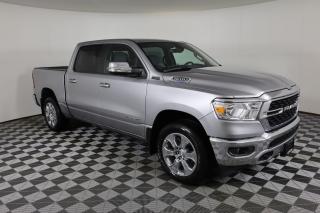 Make a powerful impression with our 2022 RAM 1500 Big Horn Crew Cab 4X4 shown off in Billet Silver Metallic! Motivated by a 3.6 Litre Pentastar V6 supplying 305hp connected to an 8 Speed Automatic transmission so you can tow or haul without breaking a sweat. Equipped with eTorque mild-hybrid technology, this trail-friendly Four Wheel Drive truck achieves approximately 9.8L/100km on the highway and takes command of every challenge while showcasing quad halogen headlights, fog lamps, a chrome grille, alloy wheels, and bright bumpers.

Blending comfort and utility, our Big Horn cabin serves you well with supportive seats, a multifunction steering wheel, air conditioning, power accessories, and convenient Uconnect 3 infotainment technology that includes a touchscreen, Bluetooth, voice recognition, and a six-speaker audio system for your favorite tunes or talk. The smart layout keeps you fresh during long days, too!

RAM provides peace of mind with a high-strength steel frame, robust side-impact door beams, a backup camera, electronic stability control, tire-pressure monitoring, and trailer-sway damping. Turn heads with our fantastic 1500 thats one of the most awarded trucks on the road. Save this Page and Call for Availability. We Know You Will Enjoy Your Test Drive Towards Ownership!