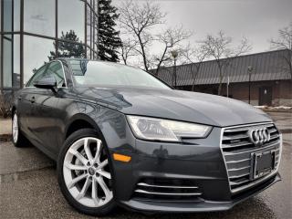 <p>Audis A4 has proven to be a Wonder car that outperforms its rivals in nearly all the testing metrics and remains one of the nicest-driving entry-luxury cars. Its powertrains are both efficient and eager, and the interior is as spacious as it is technologically advanced. Despite being a handling sweetheart, the 2018 A4s ride doesnt beat up passengers on bumpy roads. Pitch it into a corner at speed and the suspension quickly settles in and holds its line to see you out the other side feeling like a pro. Inside, Audi offers a trick digital gauge display, and advanced driver-assistance features that make it a useful device for commuting as well as road-trip duty. Its appearance may be unassuming but make no mistake: in the entry-lux class, the A4 is a superhero. </p>
<p>The A4s infotainment system consists of a 7.0-inch center screen thats controlled by a rotary knob on the center console. An 8.3-inch screen is optional, as is the aforementioned Virtual Cockpit that includes a 12.3-inch gauge cluster display. Features are generous and include Apple CarPlay and Android Auto, Bluetooth, two USB ports, and voice command. Navigation, SiriusXM satellite radio, and in-car Wi-Fi are included in various option packages, as is a more powerful Bang & Olufsen audio system with 19 speakers.</p><br><p>OPEN 7 DAYS A WEEK. FOR MORE DETAILS PLEASE CONTACT OUR SALES DEPARTMENT</p>
<p>905-874-9494 / 1 833-503-0010 AND BOOK AN APPOINTMENT FOR VIEWING AND TEST DRIVE!!!</p>
<p>BUY WITH CONFIDENCE. ALL VEHICLES COME WITH HISTORY REPORTS. WARRANTIES AVAILABLE. TRADES WELCOME!!!</p>