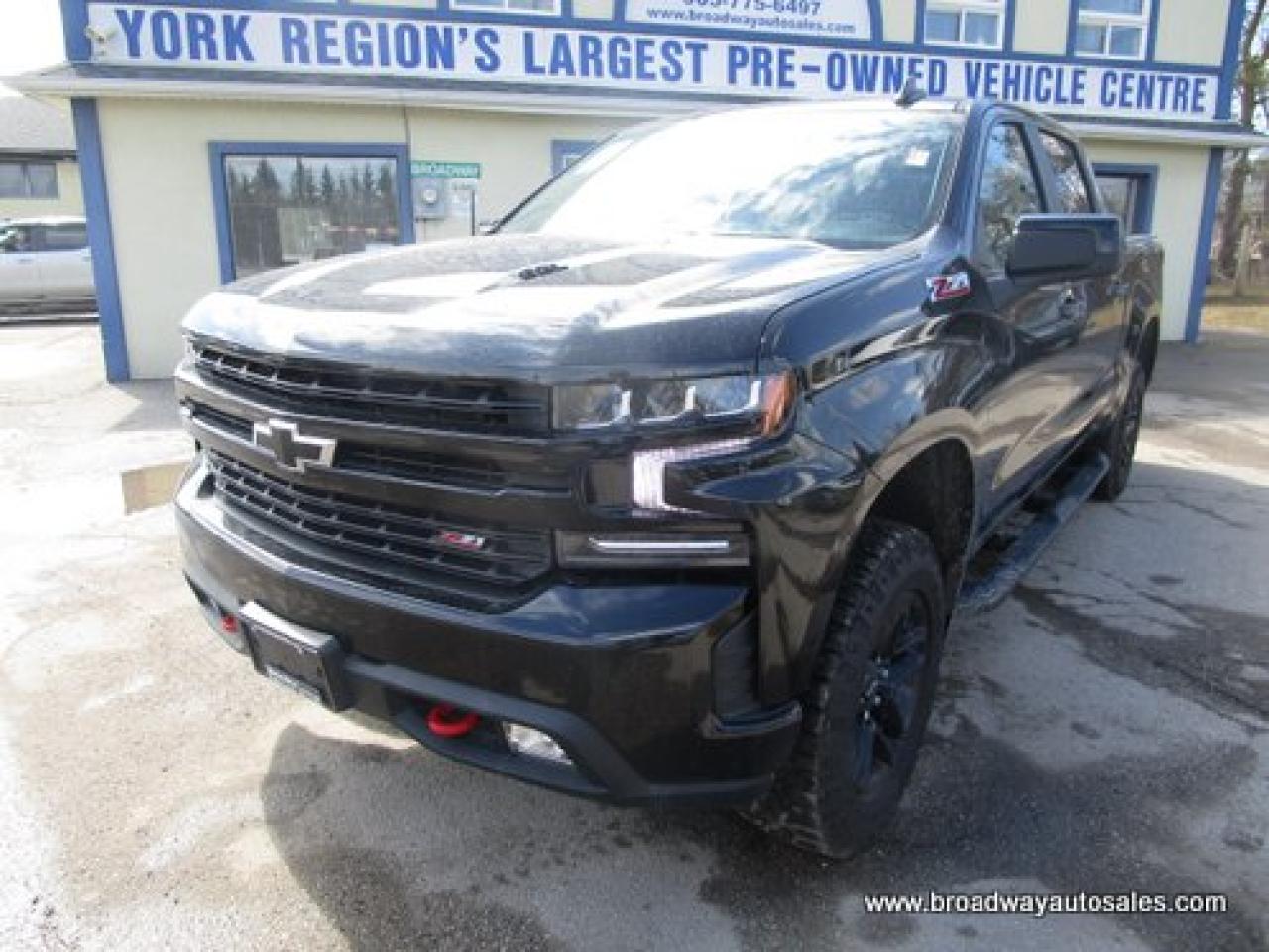 Used 2021 Chevrolet Silverado 1500 LOADED LT-Z71-TRAIL-BOSS-EDITION 5 PASSENGER 6.2L - V8.. 4X4.. CREW-CAB.. SHORTY.. TRAILER BRAKE.. LEATHER.. HEATED SEATS & WHEEL.. POWER SUNROOF.. for sale in Bradford, ON