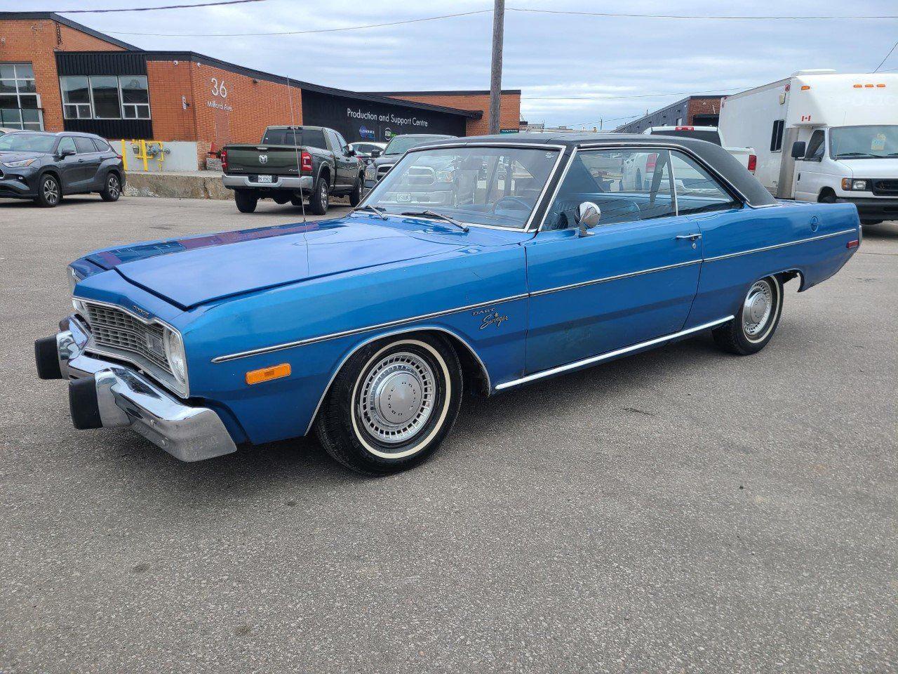 <p>CHECK OUT THIS OLD SKOOL MOPAR!!! JUST IN FROM PUBLIC GUARDIAN AND TRUSTEE!! ONLY 36,000 MILES ALL ORIGINAL!! AUTOMATIC!! 2 DOOR COUPE!! HIGHLINE TRIM LEVEL!! **225 SLANT 6 WITH A SINGLE BARREL CARBURETOR 3.7L** MINT INTERIOR!! BLUE VINYL BENCH SEATS!! PERFECT VINYL TOP!! ALL THE GLASS IS PERFECT! RADIO STILL WORKS!! STARTS UP INSTANTLY!! NO MODIFICATIONS!! SEEMS LIKE ORIGINAL PAINT FOR THE MOST PART!! RUNS, DRIVES AND STOPS!! WILL NEED NEW BRAKES AND MINIMAL BODY WORK TO MAKE A GREAT DRIVER! PRICED TO SELL FAST!!</p><p>DUE TO THE YEAR OF THE VEHICLE THIS CAR IS SOLD AS IS. AS PER OMVIC, WE MUST WRITE This vehicle is being sold as is, unfit, not e-tested and is not represented as being in road worthy condition, mechanically sound or maintained at any guaranteed level of quality. The vehicle may not be fit for use as a means of transportation and may require substantial repairs at the purchasers expense. It may not be possible to register the vehicle to be driven in its current condition. WE WELCOME YOUR MECHANICS APPROVAL PRIOR TO PURCHASE ON ALL OUR VEHICLES! TRANS AM, CORVETTE, MUSTANG, CHALLENGER, CHARGER, VIPER AVAILABLE.</p><p>COLISEUM AUTO SALES PROUDLY SERVING THE CUSTOMERS FOR OVER 22 YEARS! NOW WITH 2 LOCATIONS TO SERVE YOU BETTER. COME IN FOR A TEST DRIVE TODAY!<br>FOR ALL FAMILY LUXURY VEHICLES..SUVS..AND SEDANS PLEASE VISIT....</p><p>COLISEUM AUTO SALES ON WESTON<br>301 WESTON ROAD<br>TORONTO, ON M6N 3P1<br>4 1 6 - 7 6 6 - 2 2 7 7</p>