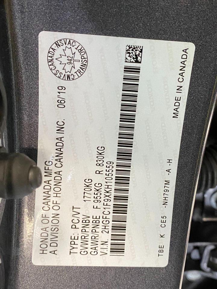 2019 Honda Civic Touring+Leather+Roof+WirelessCharging+CLEAN CARFAX - Photo #43