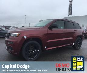 Demo Model! This Jeep Grand Cherokee WK boasts a Regular Unleaded V-6 3.6 L engine powering this Automatic transmission. VELVET RED PEARL, TRANSMISSION: 8-SPEED TORQUEFLITE AUTOMATIC (STD), TRAILER TOW GROUP IV -inc: Rear Load-Levelling Suspension, Full-Size Spare Tire, 4 & 7-Pin Wiring Harness, Heavy-Duty Engine Cooling, Class IV Hitch Receiver, Delete Rear Tow Hook, Steel Spare Wheel.*This Jeep Grand Cherokee WK Comes Equipped with These Options *QUICK ORDER PACKAGE 2BG LIMITED X -inc: Engine: 3.6L Pentastar VVT V6 w/ESS, Transmission: 8-Speed TorqueFlite Automatic, Pirelli Brand Tires, Body-Colour Door Handles, Dark Finish Headlamp Bezel, Bi-Xenon HID Headlamps, Premium Claddings, Premium LED Fog Lamps, Gloss Black Exterior Accents, Body-Colour/Gloss Black Fascia, Liquid Titanium Accents, Limited X Package, Premium Headliner, Gloss Black Roof Rails, Sport Hood, Steering Wheel Mounted Shift Control, Granite Crystal/Black Grille, Delete Limited Badge, Dark Day Light Opening Mouldings, Dual Dark Chrome Exhaust Tips, Dark Lens Taillamps, LED Daytime Running Lights, Limited X Badge, Body-Colour Sill Extension, Gloss Black Jeep Badging , TIRES: 265/50R20 PERFORMANCE AS -inc: Pirelli Brand Tires (STD), PROTECH GROUP -inc: Adaptive Cruise Control w/Stop, Advanced Brake Assist, Parallel & Perpendicular Park Assist, Forward Collision Warning w/Active Braking, Lane Departure Warn/Lane Keep Assist, ENGINE: 3.6L PENTASTAR VVT V6 W/ESS (STD), BLACK, HERITAGE LEATHER-FACED W/PERFORATION SEATS, 9 ALPINE SPEAKERS W/SUBWOOFER -inc: Active Noise Control System, 506-Watt Amplifier, Wheels: 20 x 8.0 Gloss Black Aluminum, Voice Recorder, Voice Activated Dual Zone Front Automatic Air Conditioning w/Front Infrared, Valet Function.*Stop By Today *Treat yourself- stop by Capital Dodge Chrysler Jeep located at 2500 Palladium Dr Unit 1200, Kanata, ON K2V 1E2 to make this car yours today!