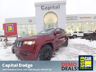 Demo Model. This Jeep Grand Cherokee WK delivers a Regular Unleaded V-6 3.6 L engine powering this Automatic transmission. VELVET RED PEARL, TRANSMISSION: 8-SPEED TORQUEFLITE AUTOMATIC (STD), SUN & SOUND GROUP -inc: Power Sunroof, 506-Watt Amplifier, 9 Alpine Speakers w/Subwoofer, Active Noise Control System.*This Jeep Grand Cherokee WK Comes Equipped with These Options *QUICK ORDER PACKAGE 2BZ ALTITUDE -inc: Engine: 3.6L Pentastar VVT V6 w/ESS, Transmission: 8-Speed TorqueFlite Automatic, Accent/Body Colour Front Fascia, Body Colour Fascia, Black Rear Fascia Step Pad, Rear Accent/Body Colour Rear Fascia, Body Colour Shark Fin Antenna, Bright Exhaust Tip, Dark Finish Headlamp Bezel, Body-Colour Claddings, Delete Laredo Badge, Altitude Grille, Dark Day Light Opening Mouldings, Gloss Black Rear Fascia Applique, Dark Lens Taillamps, Gloss Black Jeep Badging, Altitude IV Package , POWER SUNROOF, ENGINE: 3.6L PENTASTAR VVT V6 W/ESS (STD), BLACK, LEATHER-FACED W/PERFORATED SUEDE SEATS, Wheels: 20 x 8.0 Gloss Black Aluminum, Voice Recorder, Voice Activated Dual Zone Front Automatic Air Conditioning w/Front Infrared, Valet Function, Trip Computer, Transmission w/Driver Selectable Mode and Sequential Shift Control.*Visit Us Today *For a must-own Jeep Grand Cherokee WK come see us at Capital Dodge Chrysler Jeep, 2500 Palladium Dr Unit 1200, Kanata, ON K2V 1E2. Just minutes away!