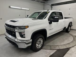 RARE CREW CAB W/ 8-FOOT BOX! PREMIUM 6.6L DURAMAX, ALLISON TRANSMISSION, APPLE CARPLAY/ANDROID AUTO AND TOW PACKAGE W/ TRAILER BRAKE CONTROLLER! 17-inch alloys, cruise control, EZ lift tailgate, air conditioning, automatic headlights, keyless entry, power group, bedliner, OnStar and tinted windows!