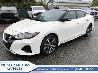 <b>Navigation,  Leather Seats,  Sunroof,  Heated Seats,  Premium Sound Package!</b><br> <br> At Pioneer Motors Langley, our team of professionals will guide you to make the right choice for your future vehicle. You will be advised as to the choice of the right vehicle and the best suitable financing for your needs. <br> <br> Compare at $34670 - Pioneer value price is just $33990! <br> <br>   This 2020 Nissan Maxima is responsive and agile, while maximizing comfort and excellent ride quality. This  2020 Nissan Maxima is for sale today in Langley. <br> <br>With sufficient comfort to please a luxury buyer, enough athleticism to keep an enthusiast driver engaged, and ample gadgetry to appeal to tech connoisseurs, the 2020 Nissan Maxima is a well-rounded full-size sedan. Its sporty, aggressive lines add visual punch and invite attention. Compared with the competition, the Maxima offers the most balanced mix of style, luxury, and sport.This  sedan has 41,472 kms. Its  white in colour  . It has a cvt transmission and is powered by a  300HP 3.5L V6 Cylinder Engine.  This unit has some remaining factory warranty for added peace of mind. <br> <br> Our Maximas trim level is SL. This Maxima SL comes very well equipped with a dual panel power moonroof, heated leather seats, heated leather steering wheel, aluminum wheels, intelligent cruise control, intelligent driver alertness monitoring, forward collision warning and emergency braking, blind spot monitoring, LED lighting with intelligent automatic headlamps, heated power side mirrors with turn signals, rearview camera, front and rear sonar, dual zone automatic climate control, remote start and keyless entry, remote window operation, and ambient interior lighting that provide luxury and driver assistance. The features continue in an amazing infotainment system run by NissanConnect with Navigation, 8 inch touchscreen for infotainment, linked 7 inch display for Advanced Drive-Assist, Apple CarPlay, Android Auto, SiriusXM, Bluetooth, active noise cancellation and sound enhancement, and a Bose premium sound system. This vehicle has been upgraded with the following features: Navigation,  Leather Seats,  Sunroof,  Heated Seats,  Premium Sound Package,  Remote Start,  Heated Steering Wheel. <br> <br>To apply right now for financing use this link : <a href=https://www.pioneermotorslangley.com/finance/ target=_blank>https://www.pioneermotorslangley.com/finance/</a><br><br> <br/><br> Buy this vehicle now for the lowest bi-weekly payment of <b>$250.94</b> with $0 down for 84 months @ 7.99% APR O.A.C. ( Plus applicable taxes -  Plus applicable fees   / Total Obligation of $46666  ).  See dealer for details. <br> <br>Let us make your visit to our dealership as pleasant and rewarding as it can be. All pricing is plus $995 Documentation fee and applicable taxes. o~o