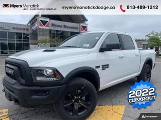 <b>Aluminum Wheels,  Remote Keyless Entry,  Fog Lamps,  Climate Control,  Rear Camera!</b><br> <br> <br> <br>Call 613-489-1212 to speak to our friendly sales staff today, or come by the dealership!<br> <br>  Few vehicles have such broad appeal as a full-size pickup and the Ram 1500 Classic is no exception, says Car and Driver. <br> <br>The reasons why this Ram 1500 Classic stands above its well-respected competition are evident: uncompromising capability, proven commitment to safety and security, and state-of-the-art technology. From its muscular exterior to the well-trimmed interior, this 2022 Ram 1500 Classic is more than just a workhorse. Get the job done in comfort and style while getting a great value with this amazing full size truck. <br> <br> This bright white Crew Cab 4X4 pickup   has an automatic transmission and is powered by a  395HP 5.7L 8 Cylinder Engine.<br> <br> Our 1500 Classics trim level is Warlock. This gothic looking Ram 1500 Classic Warlock is an awesome truck that comes with black aluminum wheels and dark exterior accents, front fog lamps, powder-coated front and rear bumpers, a touchscreen infotainment system that features wireless streaming audio and SiriusXM radio. This limited-edition truck also comes with a lift kit and heavy-duty shock absorbers, electronic stability plus trailer sway control, remote keyless entry, a ParkView rear back-up camera, cruise control, automatic headlights, and much more. This vehicle has been upgraded with the following features: Aluminum Wheels,  Remote Keyless Entry,  Fog Lamps,  Climate Control,  Rear Camera,  Touchscreen,  Siriusxm.  This is a demonstrator vehicle driven by a member of our staff and has just 24569 kms.<br><br> View the original window sticker for this vehicle with this url <b><a href=http://www.chrysler.com/hostd/windowsticker/getWindowStickerPdf.do?vin=1C6RR7LT0NS189537 target=_blank>http://www.chrysler.com/hostd/windowsticker/getWindowStickerPdf.do?vin=1C6RR7LT0NS189537</a></b>.<br> <br>To apply right now for financing use this link : <a href=https://CreditOnline.dealertrack.ca/Web/Default.aspx?Token=3206df1a-492e-4453-9f18-918b5245c510&Lang=en target=_blank>https://CreditOnline.dealertrack.ca/Web/Default.aspx?Token=3206df1a-492e-4453-9f18-918b5245c510&Lang=en</a><br><br> <br/> Weve discounted this vehicle $7598. Total  cash rebate of $13572 is reflected in the price. Credit includes up to 20% MSRP.  8.99% financing for 96 months. <br> Buy this vehicle now for the lowest weekly payment of <b>$165.57</b> with $0 down for 96 months @ 8.99% APR O.A.C. ( Plus applicable taxes -  $1199  fees included in price    ).  Incentives expire 2024-05-30.  See dealer for details. <br> <br>If youre looking for a Dodge, Ram, Jeep, and Chrysler dealership in Ottawa that always goes above and beyond for you, visit Myers Manotick Dodge today! Were more than just great cars. We provide the kind of world-class Dodge service experience near Kanata that will make you a Myers customer for life. And with fabulous perks like extended service hours, our 30-day tire price guarantee, the Myers No Charge Engine/Transmission for Life program, and complimentary shuttle service, its no wonder were a top choice for drivers everywhere. Get more with Myers!<br> Come by and check out our fleet of 50+ used cars and trucks and 110+ new cars and trucks for sale in Manotick.  o~o