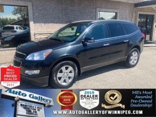 * ALL WHEEL DRIVE, AIR CONDITIONING, AUTOMATIC TRANSMISSION, 8 SEATER  DECENT CARGO SPACE, EASY MANEUVERABILITY and VERSATILITY checks all the boxes in this FUNCTIONAL & PRACTICAL 2011 Chevrolet Traverse LT! Equipped with 8 SEATER, ALL WHEEL DRIVE, AIR CONDITIONING, AUTOMATIC TRANSMISSION, power windows, power locks and more. See us today!   Auto Gallery of Winnipeg deals with all major banks and credit institutions, to find our clients the best possible interest rate. Free CARFAX Vehicle History Report available on every vehicle! BUY WITH CONFIDENCE, Auto Gallery of Winnipeg is rated A+ by the Better Business Bureau. We are the 13 time winner of the Consumers Choice Award and 12 time winner of the Top Choice Award and DealerRaters Dealer of the year for pre-owned vehicle dealership! We have the largest selection of premium low kilometre vehicles in Manitoba! No payments for 6 months available, OAC. WE APPROVE ALL LEVELS OF CREDIT! Notes: PRE-OWNED VEHICLE. Plus GST & PST. Auto Gallery of Winnipeg. Dealer permit #9470