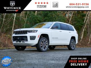 <br> <br>  With incredibly competent 4 wheel drive married to an intensely comfortable and beautiful cabin, this 2022 Grand Cherokee L is ready for whatever the road brings. <br> <br>The next step in the iconic Grand Cherokee name, this 2022 Grand Cherokee L is here to prove that great things can also come in huge packages. Dont let the size fool you, though. This Grand Cherokee may be large and in charge, but it still brings efficiency and classic Jeep agility. Whether youre maneuvering a parking garage or a backwood trail, this Grand Cherokee L is ready for your next adventure, no matter how big.<br> <br> This bright white SUV  has a 8 speed automatic transmission and is powered by a  357HP 5.7L 8 Cylinder Engine.<br> <br> Our Grand Cherokee Ls trim level is Overland. This Overland trim earns the name with the Jeep Selec-Terrain management system, along with luxury features like a sunroof, heated and cooled leather seats, a hands free power liftgate, memory settings, and remote start. This Grand Cherokee is ready for the next adventure with a heated steering wheel, proximity keyless entry, and the Uconnect 5 system with Android Auto, Apple CarPlay, wi-fi, Bluetooth, and wireless connectivity. This legendary SUV takes safety seriously with features like lane keep assist, distance pacing cruise with stop and go, parking sensors, blind spot monitoring, collision warning, fog lamps, and a rear view camera. This vehicle has been upgraded with the following features: Sunroof,  Cooled Seats,  Leather Seats,  Navigation,  Remote Start,  Power Liftgate,  Memory Seats.  This is a demonstrator vehicle driven by a member of our staff, so we can offer a great deal on it.<br><br> <br/>     Incentives expire 2024-04-30.  See dealer for details. <br> <br>New Vehicle purchases at White Rock Dodge ( DL# 40754) are subject to Fees Totaling $899 Documentation (Government Levies - as per FCA Canada) plus $500 finance placement fee and All Applicable Taxes. <br><br>Our history of continued excellence is backed by putting your interests at the forefront to help you find the vehicle you need. Were conveniently located at 3050 King George Blvd in Surrey. Our team of automotive experts look forward to meeting and serving you! DL# 40754 o~o