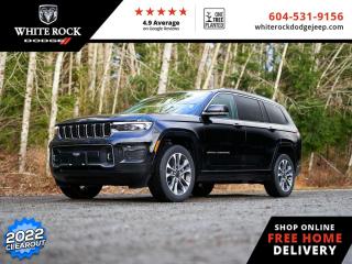 <br> <br>  At the peak of technology, this 2022 Jeep Grand Cherokee L can take you to any mountain peak with comfort and connectivity. <br> <br>The next step in the iconic Grand Cherokee name, this 2022 Grand Cherokee L is here to prove that great things can also come in huge packages. Dont let the size fool you, though. This Grand Cherokee may be large and in charge, but it still brings efficiency and classic Jeep agility. Whether youre maneuvering a parking garage or a backwood trail, this Grand Cherokee L is ready for your next adventure, no matter how big.<br> <br> This diamond black crystal pearl SUV  has a 8 speed automatic transmission and is powered by a  357HP 5.7L 8 Cylinder Engine.<br> <br> Our Grand Cherokee Ls trim level is Overland. This Overland trim earns the name with the Jeep Selec-Terrain management system, along with luxury features like a sunroof, heated and cooled leather seats, a hands free power liftgate, memory settings, and remote start. This Grand Cherokee is ready for the next adventure with a heated steering wheel, proximity keyless entry, and the Uconnect 5 system with Android Auto, Apple CarPlay, wi-fi, Bluetooth, and wireless connectivity. This legendary SUV takes safety seriously with features like lane keep assist, distance pacing cruise with stop and go, parking sensors, blind spot monitoring, collision warning, fog lamps, and a rear view camera. This vehicle has been upgraded with the following features: Sunroof,  Cooled Seats,  Leather Seats,  Navigation,  Remote Start,  Power Liftgate,  Memory Seats.  This is a demonstrator vehicle driven by a member of our staff, so we can offer a great deal on it.<br><br> <br/>     Incentives expire 2024-04-30.  See dealer for details. <br> <br>New Vehicle purchases at White Rock Dodge ( DL# 40754) are subject to Fees Totaling $899 Documentation (Government Levies - as per FCA Canada) plus $500 finance placement fee and All Applicable Taxes. <br><br>Our history of continued excellence is backed by putting your interests at the forefront to help you find the vehicle you need. Were conveniently located at 3050 King George Blvd in Surrey. Our team of automotive experts look forward to meeting and serving you! DL# 40754 o~o