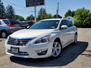 <p class=MsoNormal><span style=font-size: 13.5pt; line-height: 107%; font-family: Segoe UI,sans-serif; color: black;>VERY LUXURIOUS PEARL WHITE NISSAN SEDAN W/ GREAT MILEAGE EQUIPPED W/ THE EVER RELIABLE 4 CYLINDER 2.5L ENGINE, FULLY LOADED W/ UPGRADED PREMIUM SPEAKER SOUND SYSTEM, FACTORY REMOTE CAR START, GPS NAVIGATION, AUTOMATIC HEADLIGHTS, HEATED LEATHER WRAPPED STEERING WHEEL, BLUETOOTH CONNECTION, PROXIMITY/KEYLESS ENTRY, PUSH BUTTON START, REAR-VIEW CAMERA, LEATHER/HEATED/VENTED/ MEMORY SEATS, POWER MOONROOF AND MUCH MUCH MORE!*** FREE RUST-PROOF PACKAGE FOR A LIMITED TIME ONLY *** This vehicle comes certified with all-in pricing excluding HST tax and licensing. Also included is a complimentary 36 days complete coverage safety and powertrain warranty, and one year limited powertrain warranty. Please visit www.bossauto.ca for more details!</span></p>