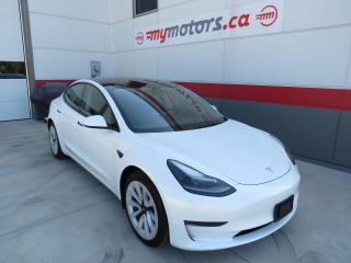Used 2022 Tesla Model 3 LONG RANGE (** LESS THAN 500KMS** ALLOY WHEELS** LEATHER SEATS** POWER DRIVERS/PASSENGER SEATS** AUTOPILOT** AWD**POWER HATCH** AUTO HEADLAMPS** BACKUP/SIDE CAMERAS**NAVIGATION**GLASS ROOF**) for sale in Tillsonburg, ON