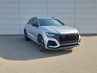 <p>2021 Audi RS Q8 quattro 8sp tiptronic with only 15,500 kms. Equipped with a 4.0 turbocharged engine, this SUV will give you 591 horsepower along with 590 lb-ft torque! Florett Silver Metallic paint with black leather seats with express red stitching. This vehicle comes very well equipped with features like navigation, 360 topview camera, front and rear parking sensors, audi side assist, bluetooth connectivity, satellite radio, home link garage door opener, keyless entry, heated and ventilated seats, head up display, Apple Carplay/Android Auto, virtual cockpit, Audi connect, foot activated cargo door, heated steering wheel, upgraded Bose sound system, LED headlights plus so much more! Additional options include sport exhaust w/black tailpipes, driver assistance package, carbon optics package giving you 23-inch 5 Y spoke rotor design aluminum wheels with performance tires, RS design package, red brake calipers, metallic paint and trailer hitch!</p>