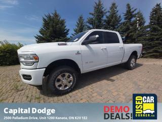 Demo Model Plow Truck! This Ram 3500 delivers a Intercooled Turbo Diesel I-6 6.7 L engine powering this Automatic transmission. WHEELS: 18 X 8 POLISHED FORGED ALUMINUM, TRANSMISSION: 6-SPEED AUTOMATIC -inc: Bright Accent Shift Knob, TIRES: LT275/70R18E OWL ON/OFF-ROAD.*This Ram 3500 Comes Equipped with These Options *SPORT APPEARANCE PACKAGE -inc: Body-Colour Grille Surround, Black Interior Accents, Sport Decal, Body-Colour Door Handles, Body-Colour Front Bumper, Body-Colour Rear Bumper, QUICK ORDER PACKAGE 2HZ BIG HORN -inc: Engine: 6.7L Cummins I-6 Turbo Diesel, Transmission: 6-Speed Automatic , SECURITY ALARM, REMOTE START SYSTEM, REAR WINDOW DEFROSTER, REAR WHEELHOUSE LINERS, REAR AUTO-LEVELLING AIR SUSPENSION -inc: Air Suspension Decal, PROTECTION GROUP -inc: Transfer Case Skid Plate Shield, PREMIUM LIGHTING GROUP -inc: LED Fog Lamps, LED Reflector Headlamps, PARKSENSE FRONT & REAR PARK ASSIST.*Stop By Today *Come in for a quick visit at Capital Dodge Chrysler Jeep, 2500 Palladium Dr Unit 1200, Kanata, ON K2V 1E2 to claim your Ram 3500!