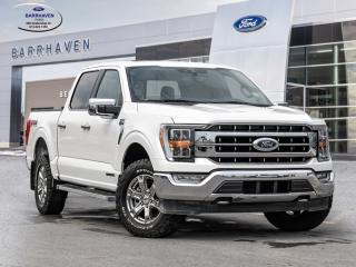 Our Clean CARFAX 2022 Ford F-150 Lariat SuperCrew 4X4 is powerful and productive in Space White Metallic! Motivated by a Twin-TurboCharged 3.5 Litre EcoBoost V6 that supplies 400hp tethered to a 10 Speed SelectShift Automatic transmission that takes on your world with a torque-friendly spirit. This Four Wheel Drive truck can also master more conditions with a multimode performance system, plus it achieves nearly approximately 10.7L/100km on the highway. Our F-150 boasts first-class functionality and design with LED headlights, fog lamps, chrome bumpers, a matching grille, alloy wheels, running boards, sunroof, bed liner, and additional LEDs for box lighting and mirror-mounted spotlights.  Level up in our Lariat cabin thats impressively well-equipped with leather heated/ventilated power front seats, a leather-wrapped steering wheel, dual-zone automatic climate control, power-adjustable pedals, and Intelligent Access with pushbutton ignition. You can double down on digital convenience with a 12-inch productivity screen and a 12-inch touchscreen to support WiFi compatibility, full-color navigation, Android Auto, Apple CarPlay, Bluetooth, enhanced voice recognition, and six-speaker audio.  Ford helps keep you out of harms way with a rearview camera, automatic braking, lane-keeping assistance, rear parking sensors, a blind-spot monitor, dynamic hitch assistance, and more. Take home our F-150 Lariat and drive a truck of authority today! Save this Page and Call for Availability. We Know You Will Enjoy Your Test Drive Towards Ownership!