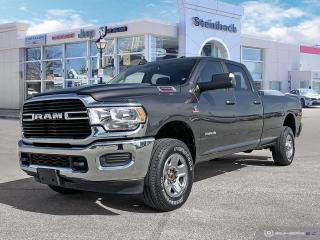 EXPERIENCE IS EVERYTHING at Steinbach Dodge Chrysler<br><br>Key Features<br><br>- 6.7L Cummins <br>- Backup Camera<br>- Bluetooth<br>- Push-Button Start<br>- Tow Hooks<br>- Automatic Headlights<br>- Cruise Control<br>- 6 Speakers<br><br>Our goal is to help you buy your next vehicle and ensure you have an amazing and fun experience along the way!<br><br>Complete as much or as little of your purchase online as you like. Through our website you can choose payment options and terms knowing they are transparent and accurate. Start your purchase online and build your deal, your way, you choose how much money down, vehicle trade and if youre adding accessories or optional protections that suit your needs. We offer transparent pricing, the pricing you see is the pricing you get. No hidden fees. <br> <br>If a question arises, let us know at (204) 326-4461, wed love to call, text or email you a video to clarify any questions about a vehicle!<br><br>Dealer permit #0610<br><br>Dealer permit #0610<br><br>#28