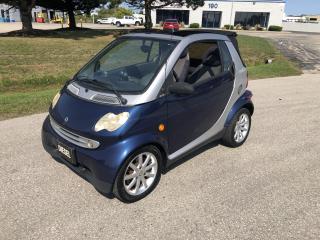 <p>2005 SMART FORTWO - CONVERTIBLE </p><p>186000KM</p><p>0.8L 3 CYL TURBO DIESEL ENGINE</p><p>AUTOMATIC WITH PADDLE SHIFT</p><p>POWER WINDOWS</p><p>KEYLESS ENTRY - 2 KEYS</p><p>ALLOY WHEELS</p><p> </p><p>$6995 CERTIFIED + TAX</p><p> </p><p>EAGLE AUTO SALES</p><p>519-998-3156</p><p>WWW.EAGLEAUTOSALES.CA</p><p> </p><p>VIEWING BY APPOINTMENT, PLEASE CALL AHEAD TO CHECK AVAILABILITY </p><p> </p>