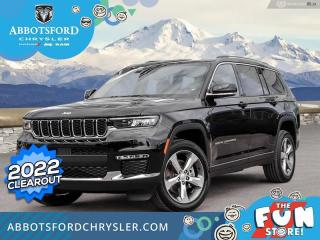 <br> <br>  Whether its an off-road trail or a crowded city street, this super versatile 2022 Grand Cherokee L is ready for it. <br> <br>The next step in the iconic Grand Cherokee name, this 2022 Grand Cherokee L is here to prove that great things can also come in huge packages. Dont let the size fool you, though. This Grand Cherokee may be large and in charge, but it still brings efficiency and classic Jeep agility. Whether youre maneuvering a parking garage or a backwood trail, this Grand Cherokee L is ready for your next adventure, no matter how big.<br> <br> This  SUV  has a 8 speed automatic transmission and is powered by a  293HP 3.6L V6 Cylinder Engine.<br> <br> Our Grand Cherokee Ls trim level is Limited. This Limited trim provides unlimited luxury and capability with leather seats, a power liftgate, memory settings, remote start, and the Jeep Selec-Terraain traction management system. This Grand Cherokee is ready for the next adventure with heated seats, a heated steering wheel, proximity keyless entry, and the Uconnect 5 system with Android Auto, Apple CarPlay, wi-fi, Bluetooth, and wireless connectivity. This legendary SUV takes safety seriously with features like lane keep assist, distance pacing cruise with stop and go, parking sensors, blind spot monitoring, collision warning, fog lamps, and a rear view camera. This vehicle has been upgraded with the following features: Leather Seats,  Power Liftgate,  Remote Start,  Heated Seats,  Heated Steering Wheel,  Apple Carplay,  Android Auto. <br><br> View the original window sticker for this vehicle with this url <b><a href=http://www.chrysler.com/hostd/windowsticker/getWindowStickerPdf.do?vin=1C4RJKBG7N8619729 target=_blank>http://www.chrysler.com/hostd/windowsticker/getWindowStickerPdf.do?vin=1C4RJKBG7N8619729</a></b>.<br> <br/> Total  cash rebate of $1000 is reflected in the price.  Includes $1,000 Bonus Cash. 6.49% financing for 96 months. <br> Buy this vehicle now for the lowest weekly payment of <b>$244.38</b> with $0 down for 96 months @ 6.49% APR O.A.C. ( taxes included, Plus applicable fees   ).  Incentives expire 2024-04-30.  See dealer for details. <br> <br>Abbotsford Chrysler, Dodge, Jeep, Ram LTD joined the family-owned Trotman Auto Group LTD in 2010. We are a BBB accredited pre-owned auto dealership.<br><br>Come take this vehicle for a test drive today and see for yourself why we are the dealership with the #1 customer satisfaction in the Fraser Valley.<br><br>Serving the Fraser Valley and our friends in Surrey, Langley and surrounding Lower Mainland areas. Abbotsford Chrysler, Dodge, Jeep, Ram LTD carry premium used cars, competitively priced for todays market. If you don not find what you are looking for in our inventory, just ask, and we will do our best to fulfill your needs. Drive down to the Abbotsford Auto Mall or view our inventory at https://www.abbotsfordchrysler.com/used/.<br><br>*All Sales are subject to Taxes and Fees. The second key, floor mats, and owners manual may not be available on all pre-owned vehicles.Documentation Fee $699.00, Fuel Surcharge: $179.00 (electric vehicles excluded), Finance Placement Fee: $500.00 (if applicable)<br> Come by and check out our fleet of 80+ used cars and trucks and 140+ new cars and trucks for sale in Abbotsford.  o~o