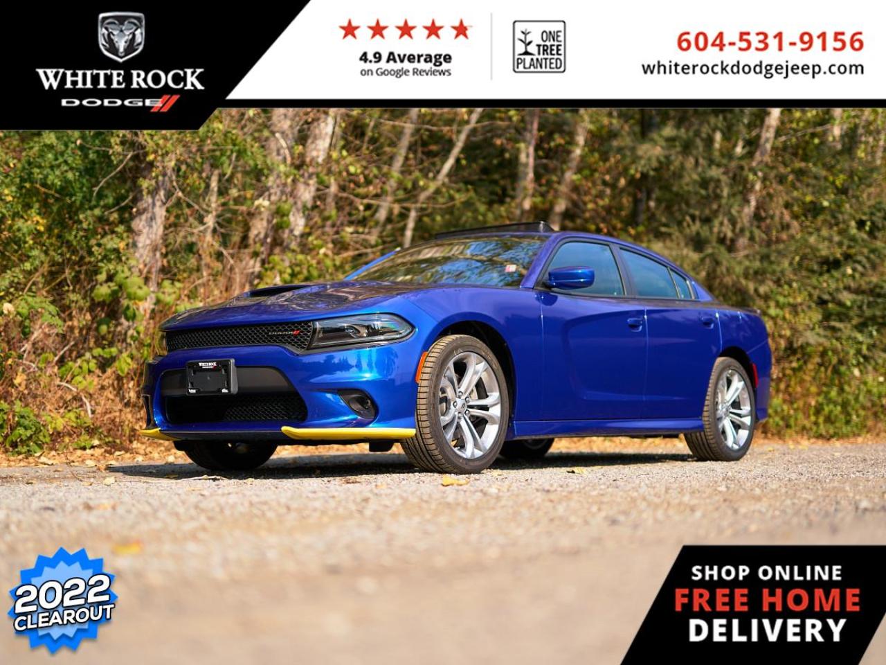 <br> <br>  A muscle car for the family, this Dodge Charger offers the style and stance to intimidate more mainstream sedans. <br> <br>Blending muscle car styling with modern performance and technology, this Dodge Charger is a full-size sedan with attitude. It delivers even more performance than you might expect given its level of comfort and day-to-day usability. From the driver seat to the backseat, this Dodge Charger was crafted to provide the ultimate in high-performance comfort and road-ready confidence. <br> <br> This indigo blue sedan  has a 8 speed automatic transmission and is powered by a  300HP 3.6L V6 Cylinder Engine.<br> <br> Our Chargers trim level is GT. With a better axle ratio and upgraded transmission with a sport shifting mode, this GT takes road and track seriously. This GT trim also upgrades your tech features with remote start, wi-fi, and parking sensors while fog lamps provide style and safety. Uconnect 4 with Android Auto and Apple CarPlay makes your interior feel modern and fun. Remote keyless entry and rain sensing wipers provide convenience while aluminum wheels offer incredible style.  A rear view camera makes sure you do not scratch that beautiful paint.  This vehicle has been upgraded with the following features: Android Auto,  Apple Carplay,  Wi-fi,  Remote Start,  Parking Sensors,  Uconnect 4,  Remote Keyless Entry. <br><br> <br/> Total  cash rebate of $5000 is reflected in the price. Credit includes $5,000 Consumer Cash.  Incentives expire 2024-12-02.  See dealer for details. <br> <br>New Vehicle purchases at White Rock Dodge ( DL# 40754) are subject to Fees Totaling $899 Documentation (Government Levies - as per FCA Canada) plus $500 finance placement fee and All Applicable Taxes. <br><br>Our history of continued excellence is backed by putting your interests at the forefront to help you find the vehicle you need. Were conveniently located at 3050 King George Blvd in Surrey. Our team of automotive experts look forward to meeting and serving you! DL# 40754 o~o