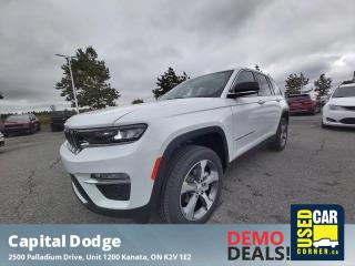 Only 6,112 Miles! This Jeep Grand Cherokee boasts a Regular Unleaded V-6 3.6 L engine powering this Automatic transmission. WHEELS: 20 X 8.5 MACHINED PAINTED ALUMINUM -inc: Tires: 265/50R20 BSW All-Season LRR, TRANSMISSION: 8-SPEED TORQUEFLITE AUTOMATIC, TRAILER TOW PREP GROUP -inc: Rear Load-Levelling Suspension, Full-Size Spare Tire, Heavy-Duty Engine Cooling, 18 Full-Size Steel Spare Wheel, Automatic Headlamp Levelling System, Trailer Hitch Zoom, 220 Amp Alternator.*This Jeep Grand Cherokee Comes Equipped with These Options *QUICK ORDER PACKAGE 22E -inc: Engine: 3.6L Pentastar VVT V6 w/ESS, Transmission: 8-Speed TorqueFlite Automatic , TIRES: 265/50R20 BSW ALL-SEASON LRR, GLOBAL BLK W/GLOBAL BLK, CAPRI LEATHER-FACED SEATS, ENGINE: 3.6L PENTASTAR VVT V6 W/ESS (STD), BRIGHT WHITE, Voice Activated Dual Zone Front Automatic Air Conditioning w/Front Infrared, Vinyl Door Trim Insert, Valet Function, Trip Computer, Transmission w/Driver Selectable Mode and Sequential Shift Control w/Steering Wheel Controls.* Visit Us Today *Come in for a quick visit at Capital Dodge Chrysler Jeep, 2500 Palladium Dr Unit 1200, Kanata, ON K2V 1E2 to claim your Jeep Grand Cherokee!