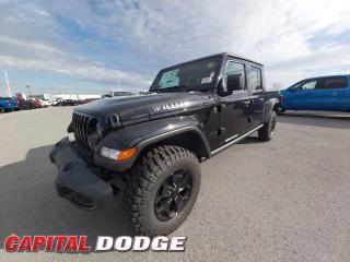 This Jeep Gladiator boasts a Regular Unleaded V-6 3.6 L engine powering this Automatic transmission. TRANSMISSION: 8-SPEED AUTOMATIC -inc: Transmission Skid Plate, Selec-Speed Control, TRAILER TOW PACKAGE -inc: Trailer Hitch Zoom, Class IV Hitch Receiver, Heavy-Duty Engine Cooling, 240-Amp Alternator, TIRES: LT255/75R17C (STD).* This Jeep Gladiator Features the Following Options *QUICK ORDER PACKAGE 24W WILLYS -inc: Engine: 3.6L Pentastar VVT V6 w/ESS, Transmission: 8-Speed Automatic, Convenience Group, Body-Colour 2-Piece Fender Flares, Universal Garage Door Opener, Daytime Running Lights, Willys, Moulded-In-Colour Bumper w/Gloss Black, Speed-Sensitive Power Locks, Protection Sill Rails, Deep-Tint Sunscreen Windows, 4-Wheel Drive Decal, Black Grille, Remote Proximity Keyless Entry, 7 In-Cluster Colour Display, Willys Hood Decal, Rear Heavy Duty Red Shock Absorbers, Power Windows w/Front 1-Touch Down, Front Heavy Duty Red Shock Absorbers, Power Heated Exterior Mirrors, Premium-Wrapped Steering Wheel, Security Alarm, Power Tailgate Lock, Remote Keyless Entry, Sun Visors w/Illuminated Vanity Mirrors , MOPAR SPRAY-IN BEDLINER, GVWR: 2630 KG (5800 LBS) (STD), ENGINE: 3.6L PENTASTAR VVT V6 W/ESS (STD), CONVENIENCE GROUP -inc: Body-Colour 2-Piece Fender Flares, Universal Garage Door Opener, Daytime Running Lights, COLD WEATHER GROUP -inc: Heated Steering Wheel, Front Heated Seats, Leather-Wrapped Steering Wheel, BLACK, CLOTH BUCKET SEATS, BLACK 3-PIECE FREEDOM HARDTOP -inc: Freedom Panel Storage Bag, Rear Window Defroster, Manual Rear Sliding Window, BLACK, Wheels: 17 x 7.5 Black Aluminum w/Grey Pad.* Why Buy From Us? *Thank you for choosing Capital Dodge as your preferred dealership. We have been helping customers and families here in Ottawa for over 60 years. From our old location on Carling Avenue to our Brand New Dealership here in Kanata, at the Palladium AutoPark. If youre looking for the best price, best selection and best service, please come on in to Capital Dodge and our Friendly Staff will be happy to help you with all of your Driving Needs. You Always Save More at Ottawas Favourite Chrysler Store* Visit Us Today *Stop by Capital Dodge Chrysler Jeep located at 2500 Palladium Dr Unit 1200, Kanata, ON K2V 1E2 for a quick visit and a great vehicle!
