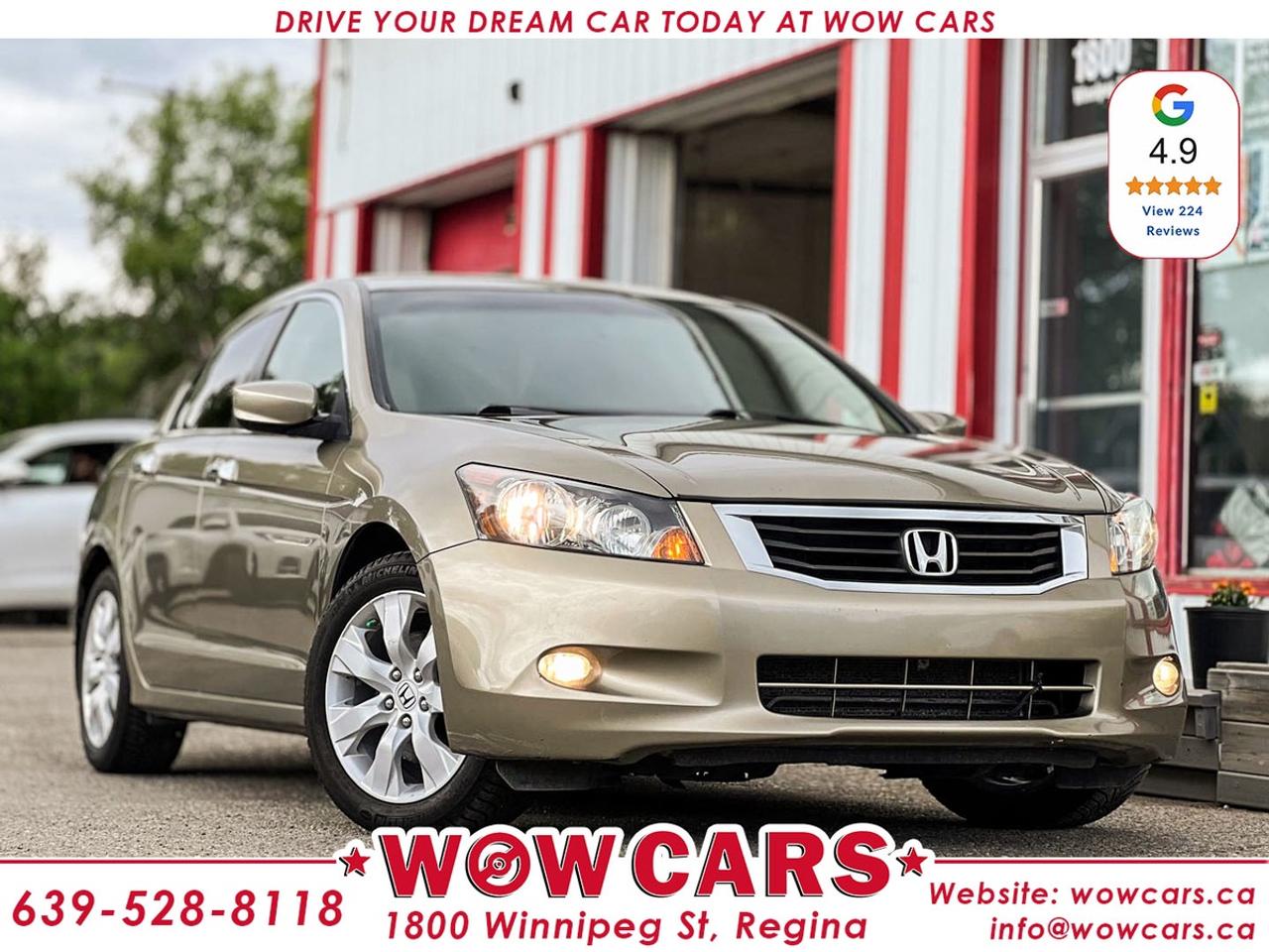 2010 Honda Accord EX-LOdometer: 210,189 Km <br/> Sale Price: $8,995+taxes <br/> <br/> <br/> WOW Factors:- -Certified and mechanical inspection <br/> -No Accidents <br/> -Second set of Winter Tires on Rims <br/> -Local Trade <br/> <br/> Highlight Features:--Power Windows <br/> -Power Locks <br/> -Leather Heated Seats <br/> -Sunroof <br/> -Alloy Wheels <br/> -Block Heater <br/> -Cruise Control and much more. <br/> <br/> <br/> Driven by Trust, Powered by Family  Your Destination for Quality Pre-Owned Vehicles <br/> At our family-owned dealership, customer satisfaction isnt just a goal  its our promise. We specialize in pre-owned Cars, SUVs, Vans, and Trucks, offering standout value with the WOW factors that set us apart. From exceptional Google reviews to unmatched after-sales service, we go above and beyond to make your experience seamless, transparent, and friendly. <br/> <br/> <br/> Visit WOW CARS Today at 1800 Winnipeg Street Regina, SK S4P1G2, or give us a call at (639) 528-8II8. <br/>