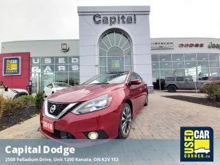 Win a score on this 2018 Nissan Sentra SR Turbo before its too late. Roomy yet easy-moving, its low maintenance Variable transmission and its dependable Intercooled Turbo Premium Unleaded I-4 1.6 L engine have lots of soul for a budget-friendly price. Its loaded with the following options: Window Grid Antenna, Wheels: 17 5-Spoke Aluminum-Alloy, Wheels w/Machined w/Painted Accents Accents, Variable Intermittent Wipers, Valet Function, Trunk Rear Cargo Access, Trip Computer, Transmission: Xtronic Continuously Variable (CVT) -inc: manual mode, Advanced Drive-Assist Display, 5.0 in meter, Intelligent Emergency Braking (IEB), Active Understeer Control (AUC), Torsion Beam Rear Suspension w/Coil Springs, and Tires: P205/50R17 AS. Youve done your research, so stop by Capital Dodge Chrysler Jeep at 2500 Palladium Dr Unit 1200, Kanata, ON K2V 1E2 this weekend to drive home in your new car!