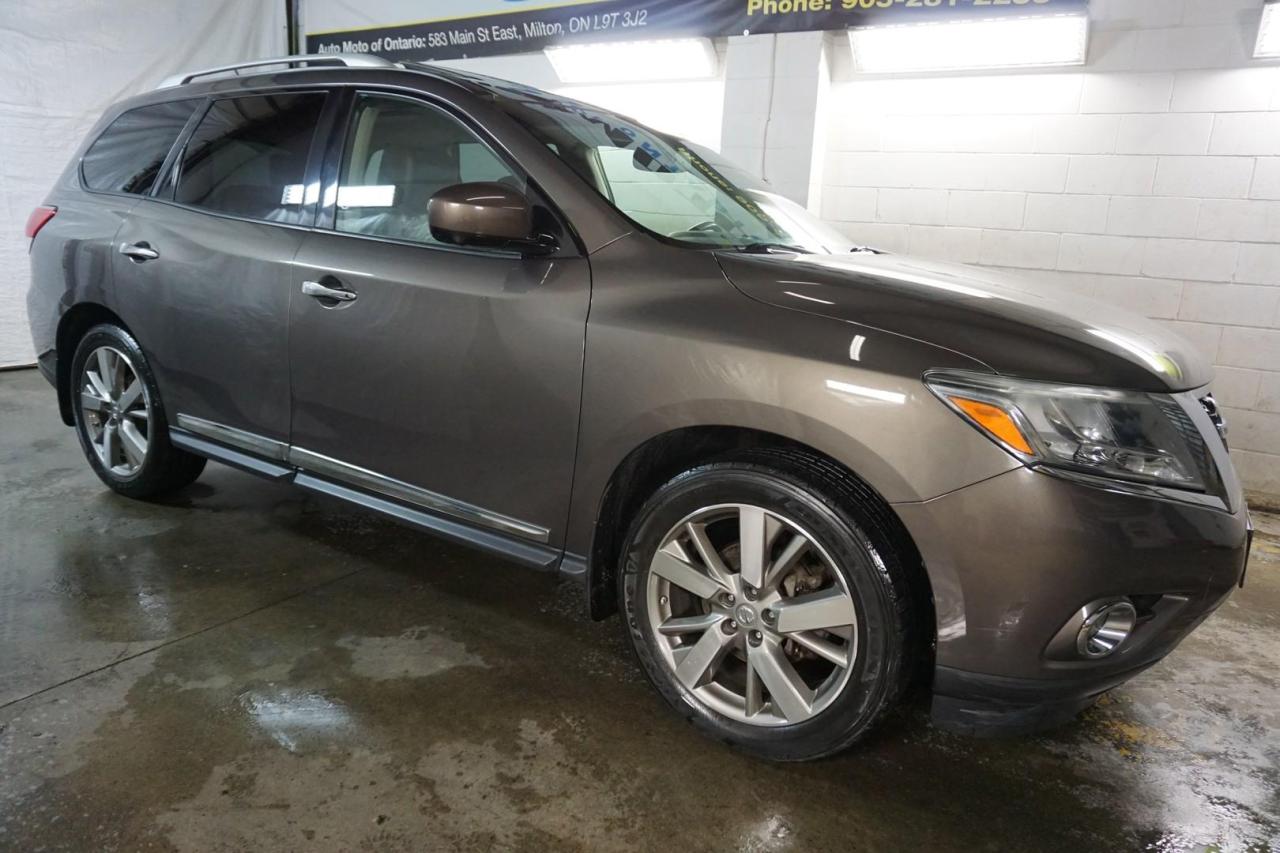 Used 2015 Nissan Pathfinder PLATINUM 4WD *FREE ACCIDENT* CERTIFIED 7PSSNGR NAVI 360 CAMERA NAV HEAT/VENT LEATHER SEATS for sale in Milton, ON
