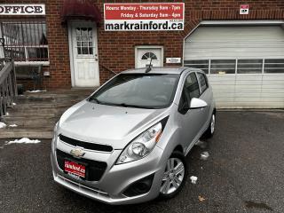 <p>Super-Clean Chevrolet Spark from Oshawa, ON! This 1LT model has all of the basic amenities that make small cars great for commuting and a few nice upgrades inside and out! The exterior features automatic headlights, keyless entry, a set of nice factory alloy wheels, a sleek rear spoiler, and an efficient 1.2L engine! The interior is comfortable with cloth seating, power door locks, windows, and mirrors, steering wheel audio and cruise controls, an easy-to-read and use gauge cluster, central touch screen AM/FM/XM satellite radio with Bluetooth, A/C climate control with front and rear window defrost settings, USB/AUX/12V accessory ports and more!</p><p> </p><p>Great commuter or student vehicle!</p><p> </p><p>Call (905) 623-2906</p><p> </p><p>Text Fred: (905) 243-7875 or Email: fred@markrainford.ca</p><p> </p><p>Text Ryan: (905) 429-9680 or Email: ryan@markrainford.ca</p>