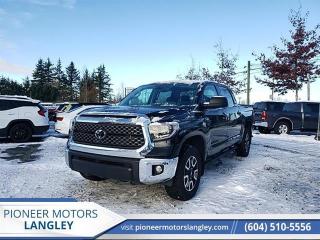 <b>Heated Seats,  Aluminum Wheels,  Apple CarPlay,  Android Auto,  Remote Keyless Entry!</b><br> <br> At Pioneer Motors Langley, our team of professionals will guide you to make the right choice for your future vehicle. You will be advised as to the choice of the right vehicle and the best suitable financing for your needs. <br> <br> Compare at $56090 - Pioneer value price is just $54990! <br> <br>   The Tundras chiselled exterior was designed to get the job done right and look good doing it. This  2021 Toyota Tundra is for sale today in Langley. <br> <br>This Toyota Tundra is proof that bold can be beautiful, and with an enormous towing capacity the Tundra keeps proving itself to be one of the best pickup trucks on the market. Comfort will never be a problem thanks to advanced materials and its innovative tech features. This Tundra perfectly blends functionality and comfort, with a spacious cabin that gives you and your crew plenty of room to stretch out with premium materials to create its distinctively upscale feel.This  Crew Cab 4X4 pickup  has 60,313 kms. Its  nice in colour  and is completely accident free based on the <a href=https://vhr.carfax.ca/?id=EJnmil2Gbi2ZBu2dnR9WQrdzYFTgr1kt target=_blank>CARFAX Report</a> . It has a 6 speed auto transmission and is powered by a  381HP 5.7L 8 Cylinder Engine.  This unit has some remaining factory warranty for added peace of mind. <br> <br> Our Tundras trim level is SR5 TRD Off-Road. Offering improved performance, this Tundra TRD Off-Road Package comes very well equipped with exclusive aluminum wheels, off-road capable Bilstein shocks, LED headlamps and fog lamps, a larger 8 inch touchscreen featuring Apple CarPlay, Android Auto, SiriusXM, voice recognition technology, USB input, wireless streaming audio, and dynamic radar cruise control. Additional features include heated front seats, remote engine start, chrome interior and exterior trim, a split folding rear seat with under seat storage, a power adjustable seat and power adjustable heated mirrors, proximity keyless entry, dual zone climate control, an easy lower & lift tailgate, and Toyota Safety Sense technology which adds rear park assist, lane departure warning, automatic highbeam assist, a back up camera, pedestrian detection, rear cross traffic alert plus so much more. This vehicle has been upgraded with the following features: Heated Seats,  Aluminum Wheels,  Apple Carplay,  Android Auto,  Remote Keyless Entry,  Siriusxm,  Streaming Audio. <br> <br>To apply right now for financing use this link : <a href=https://www.pioneermotorslangley.com/finance/ target=_blank>https://www.pioneermotorslangley.com/finance/</a><br><br> <br/><br> Buy this vehicle now for the lowest bi-weekly payment of <b>$365.03</b> with $0 down for 96 months @ 7.99% APR O.A.C. ( Plus applicable taxes -  Plus applicable fees   / Total Obligation of $76922  ).  See dealer for details. <br> <br>Let us make your visit to our dealership as pleasant and rewarding as it can be. All pricing is plus $995 Documentation fee and applicable taxes. o~o