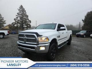 <b>Leather Seats,  Bluetooth,  Cooled Seats,  Rear View Camera,  Premium Sound Package!</b><br> <br> At Pioneer Motors Langley, our team of professionals will guide you to make the right choice for your future vehicle. You will be advised as to the choice of the right vehicle and the best suitable financing for your needs. <br> <br> Compare at $37730 - Pioneer value price is just $36990! <br> <br>   Whether youre on the job site, around town, or making a long haul on the highway, this Ram 3500 gets the job done. This  2013 Ram 3500 is for sale today in Langley. <br> <br>This Ram 3500 Heavy Duty delivers exactly what you need: superior capability and exceptional levels of comfort, all backed with proven reliability and durability. Whether youre in the commercial sector or looking at serious recreational towing and hauling, this Ram 3500 is ready for the job. This  sought after diesel Crew Cab 4X4 pickup  has 383,400 kms. Its  nice in colour  and is completely accident free based on the <a href=https://vhr.carfax.ca/?id=jed5X18WzKSc8q2lqcZxLPxdqPN6TjNx target=_blank>CARFAX Report</a> . It has a 6 speed auto transmission and is powered by a Cummins 350HP 6.7L Straight 6 Cylinder Engine.   This vehicle has been upgraded with the following features: Leather Seats,  Bluetooth,  Cooled Seats,  Rear View Camera,  Premium Sound Package,  Heated Seats,  Siriusxm. <br> To view the original window sticker for this vehicle view this <a href=http://www.chrysler.com/hostd/windowsticker/getWindowStickerPdf.do?vin=3C63R3ML4DG582881 target=_blank>http://www.chrysler.com/hostd/windowsticker/getWindowStickerPdf.do?vin=3C63R3ML4DG582881</a>. <br/><br> <br>To apply right now for financing use this link : <a href=https://www.pioneermotorslangley.com/finance/ target=_blank>https://www.pioneermotorslangley.com/finance/</a><br><br> <br/><br>Let us make your visit to our dealership as pleasant and rewarding as it can be. All pricing is plus $995 Documentation fee and applicable taxes. o~o