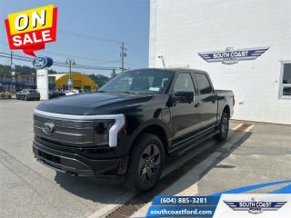 <b>Leather Seats, Sunroof, Ford Co-Pilot360 Active, Tow Technology Package, 20 inch Aluminum Wheels!</b><br> <br>   Offering all the brawn and capability you need, coupled with an electric powertrain that can help you work smarter and in more places, this F-150 Lightning is a modern game changer. <br> <br>With an advanced all-electric powertrain, this F-150 Lightning continues the Ford Motors Legacy by producing a futuristic truck thats designed for the masses. More than just a concept, this F-150 Lightning proves that electric vehicles are more than just a gimmick, thanks to it impressive capability and massive network of electric charging station found throughout North America.<br> <br> This agate black Crew Cab 4X4 pickup   has a cvt transmission and is powered by a  DUAL EMOTOR - EXTENDED RANGE BATTERY engine.<br> <br> Our F-150 Lightnings trim level is Lariat High Package. This F-150 Lightning with the Lariat High Package comes with an extra luxurious leather interior that features a massive sunroof, Fords SYNC 4A, complete with a larger 15 inch touchscreen, built-in navigation, wireless Apple CarPlay, Android Auto, and a premium Bang and Olufsen audio system. It also comes with heated and cooled front seats, a heated steering wheel, power adjustable pedals, heated second row seats, extended battery range, Ford Co-Pilot360 Active 2.0, and a super useful interior work surface. Additional features include a power locking tailgate, a large front trunk for extra storage, pro trailer backup assist, blind spot detection, lane keep assist, automatic emergency braking with pedestrian detection, accident evasion assist, and a 360 degree camera to help keep you safely on the road and so much more! This vehicle has been upgraded with the following features: Leather Seats, Sunroof, Ford Co-pilot360 Active, Tow Technology Package, 20 Inch Aluminum Wheels, Spray-in Bed Liner, Advanced Security Pack Removal. <br><br> View the original window sticker for this vehicle with this url <b><a href=http://www.windowsticker.forddirect.com/windowsticker.pdf?vin=1FT6W1EV1PWG08300 target=_blank>http://www.windowsticker.forddirect.com/windowsticker.pdf?vin=1FT6W1EV1PWG08300</a></b>.<br> <br>To apply right now for financing use this link : <a href=https://www.southcoastford.com/financing/ target=_blank>https://www.southcoastford.com/financing/</a><br><br> <br/> Weve discounted this vehicle $3833. See dealer for details. <br> <br>Call South Coast Ford Sales or come visit us in person. Were convenient to Sechelt, BC and located at 5606 Wharf Avenue. and look forward to helping you with your automotive needs. <br><br> Come by and check out our fleet of 20+ used cars and trucks and 120+ new cars and trucks for sale in Sechelt.  o~o